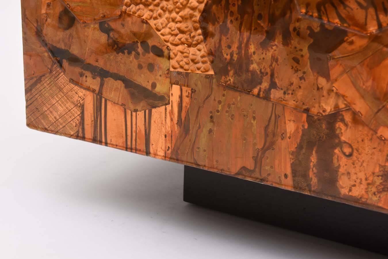 Late 20th Century Brutalist Copper-Clad Coffee Table in the Manner of Paul Evans