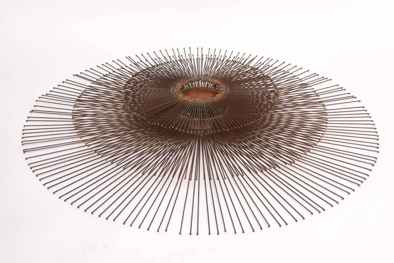 Late 20th Century Brutalist Copper, Brass, and Bronze Sunburst Wall Sculpture by William Friedle