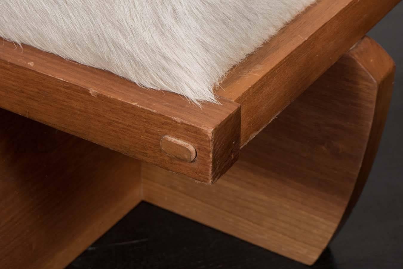 Cowhide Pair of Benches in the Style of Nakashima