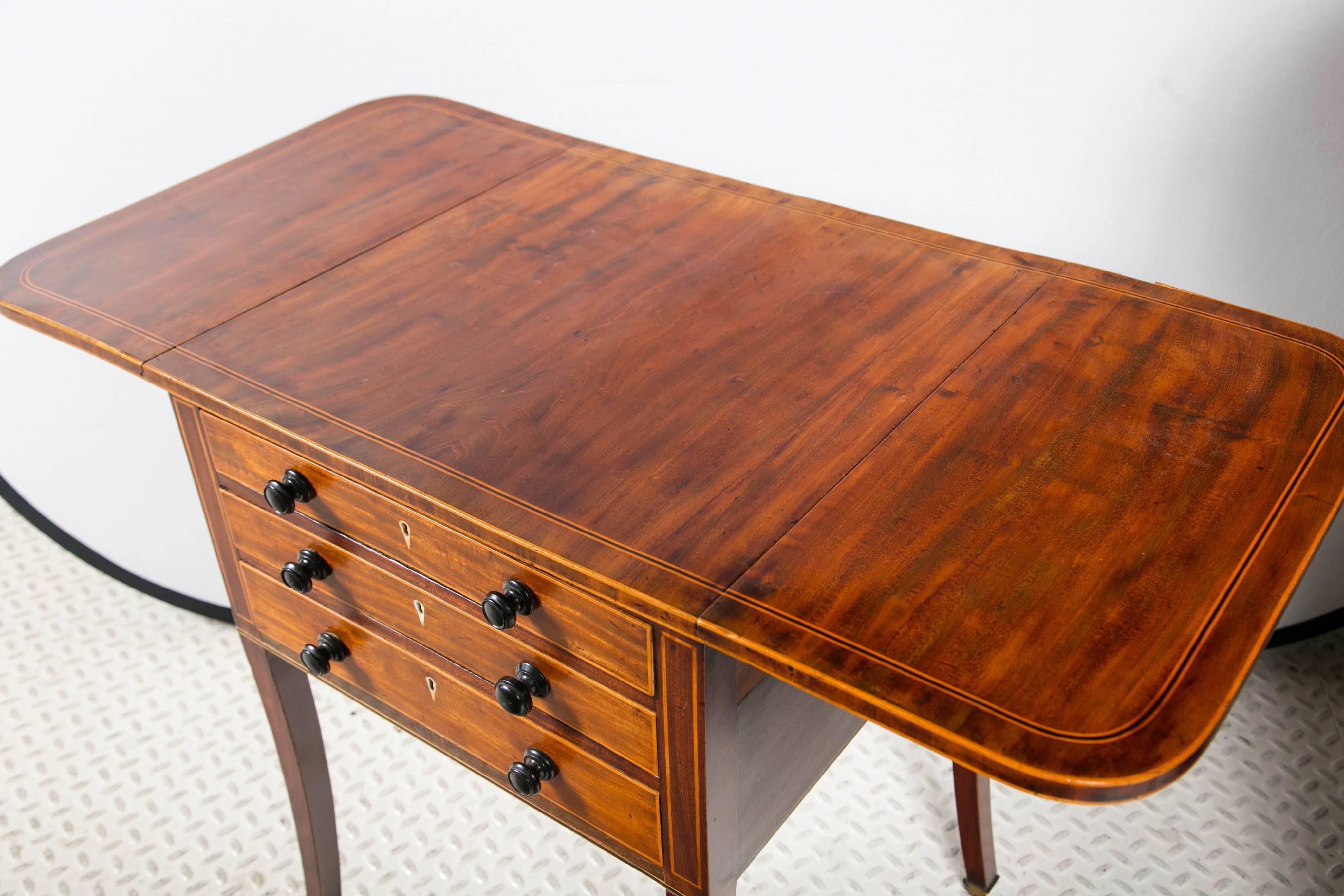 European Antique Regency Mahogany Drop-Leaf Side Table