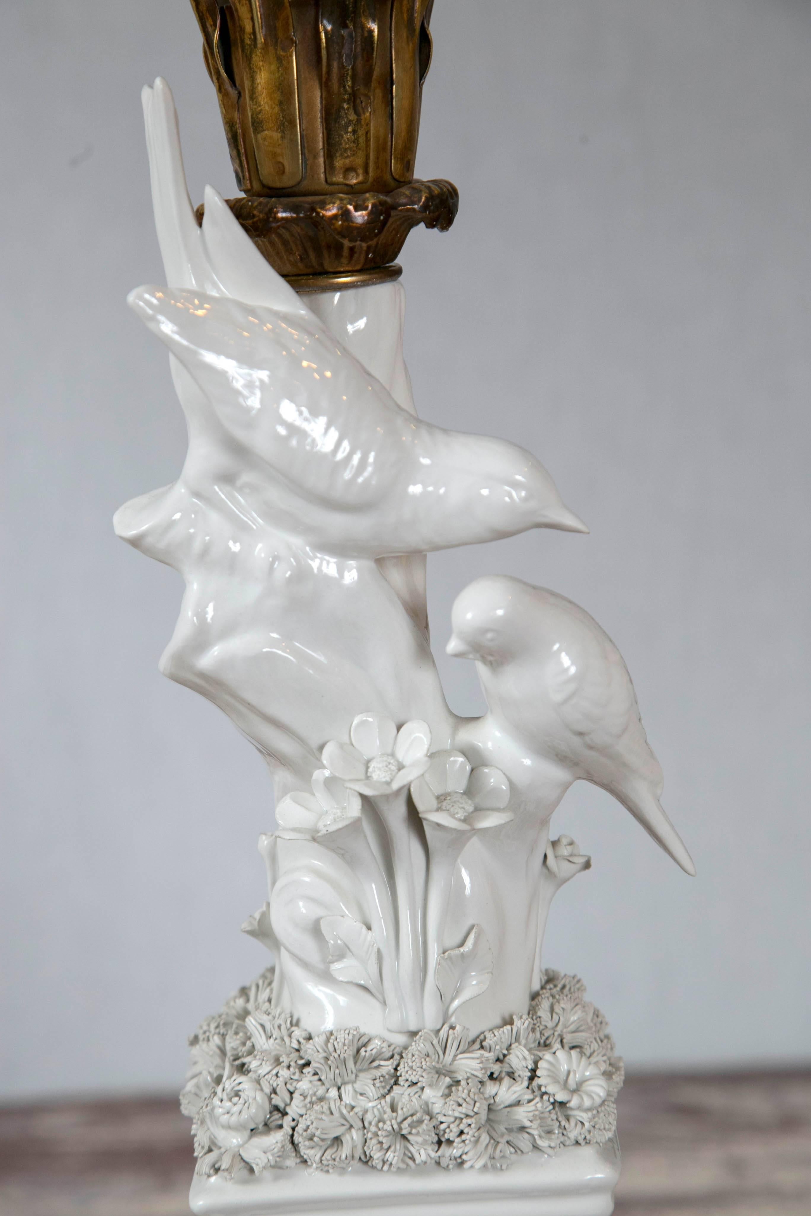 American Blanc de Chine Bird Lamps