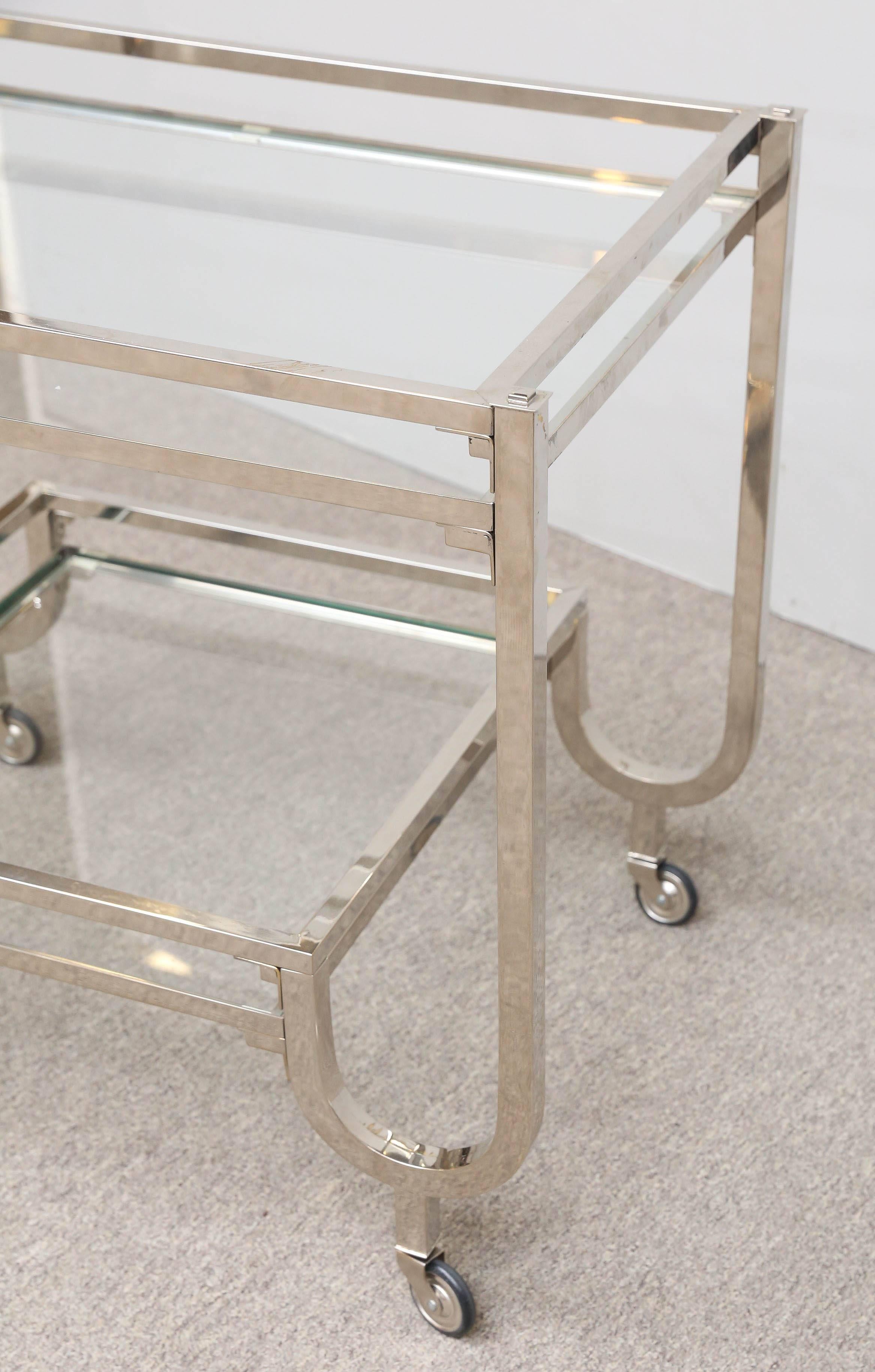 20th Century Art Deco Hungarian Chrome Glass Bar Cart