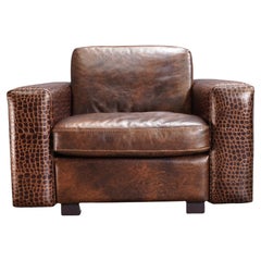 Gamma Arredamenti Brown Crocodile Leather Kelly Armchair