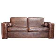 Gamma Arredamenti Crocodile Leather 2 Seater Kelly Sofa