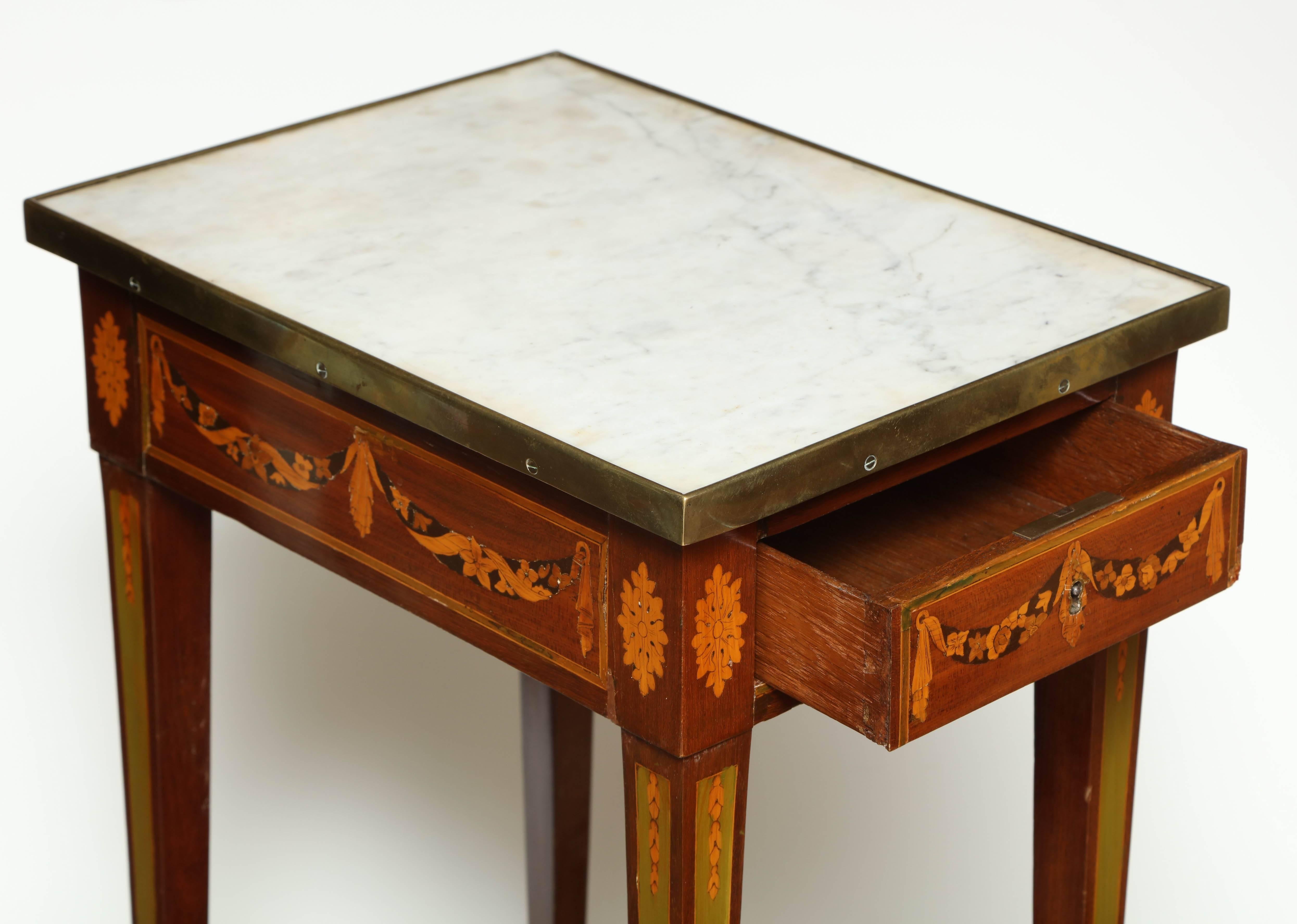 Louis XVI Marble-Top Inlaid Side Table 2