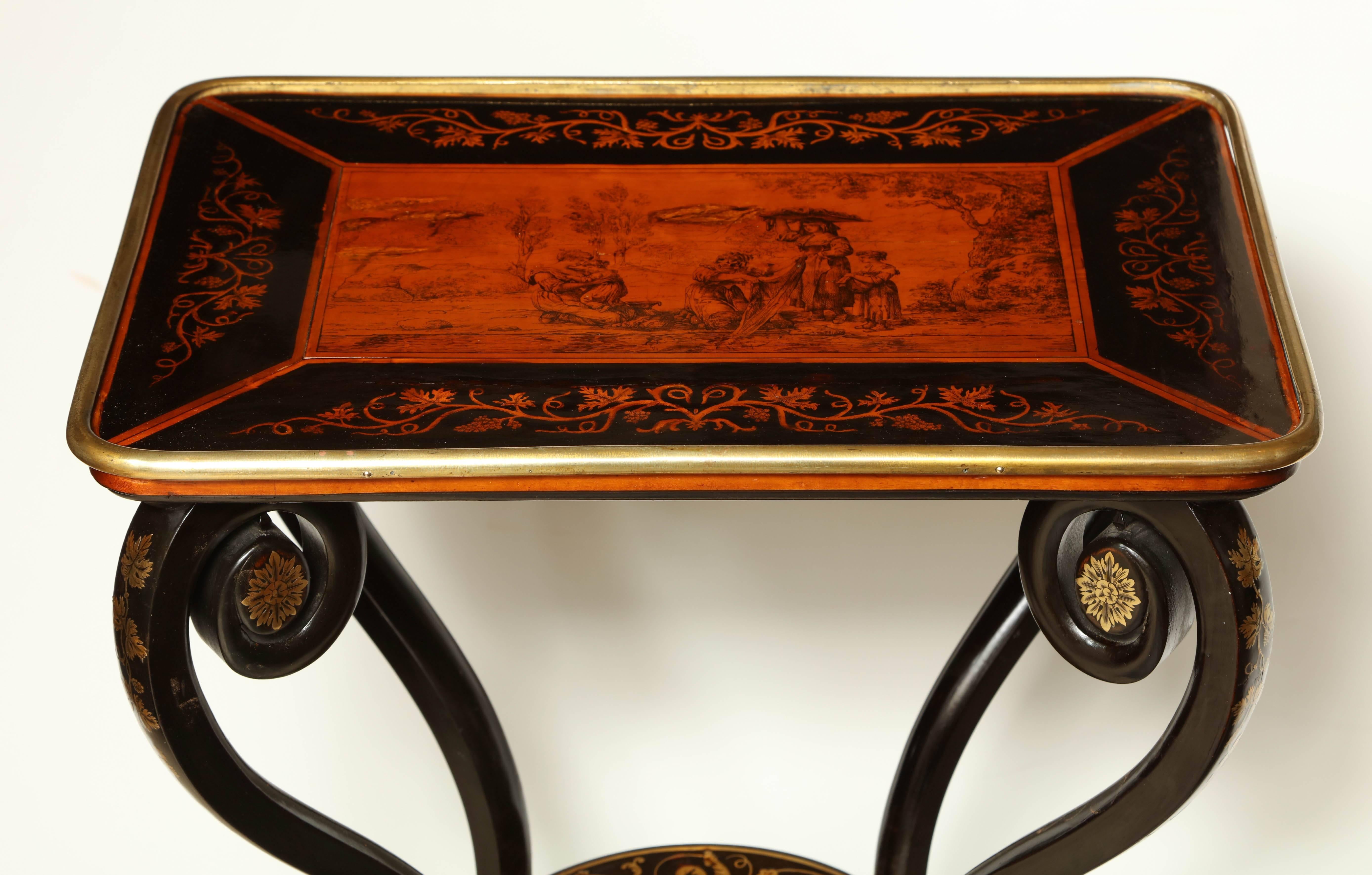 English Fine and Rare Regency Penwork Side Table