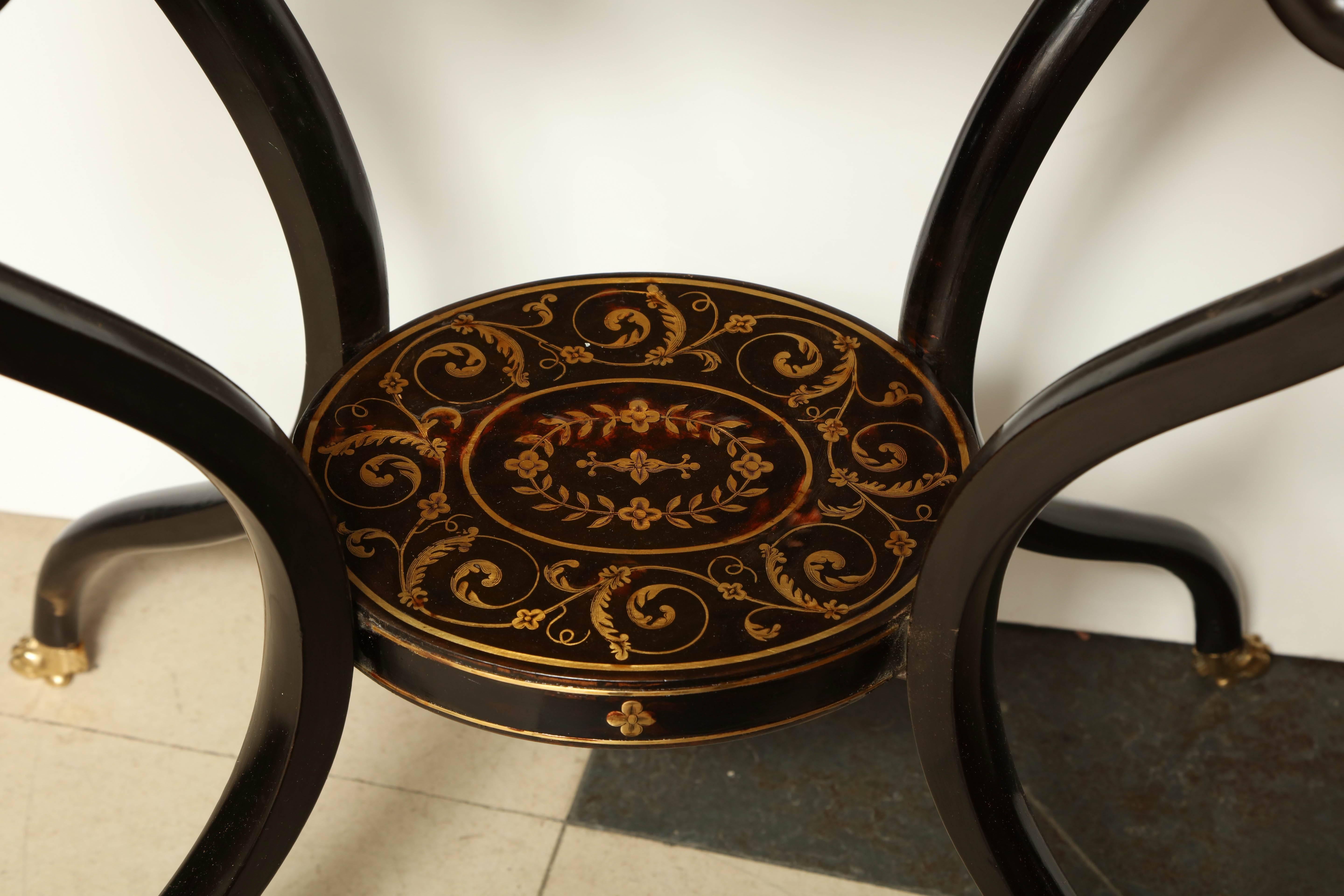 Fine and Rare Regency Penwork Side Table In Excellent Condition In Westwood, NJ