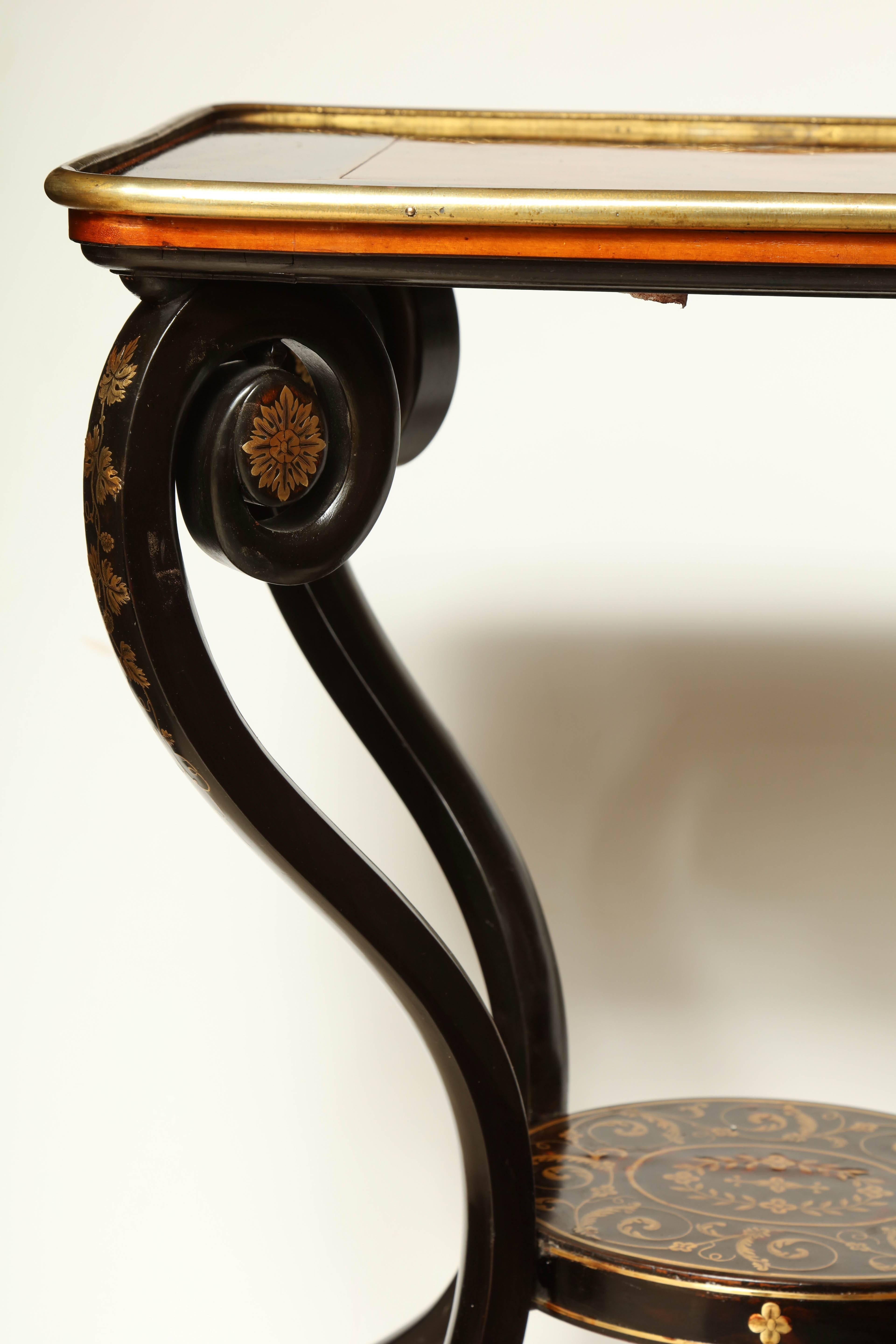 Fine and Rare Regency Penwork Side Table 1