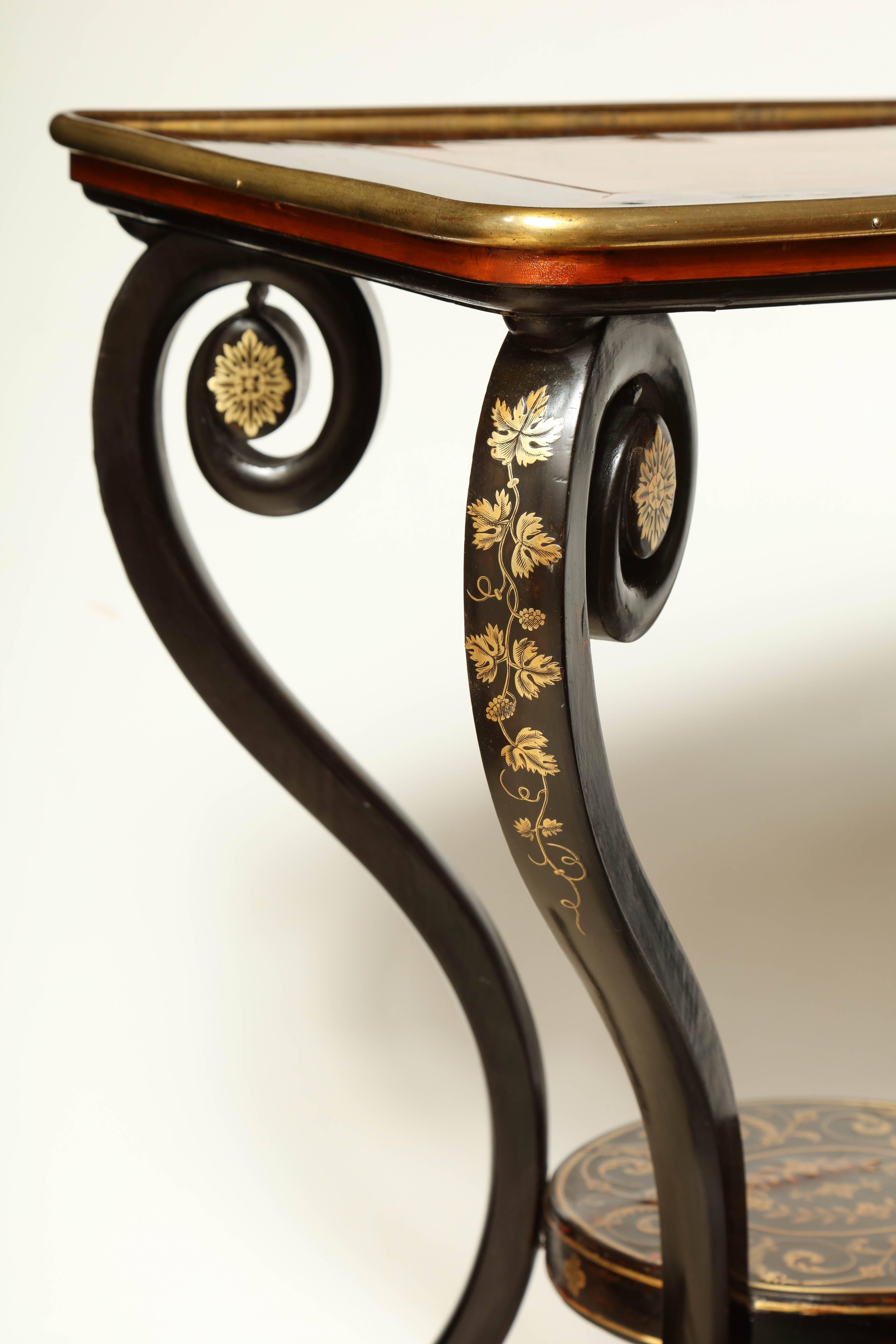 Fine and Rare Regency Penwork Side Table 3