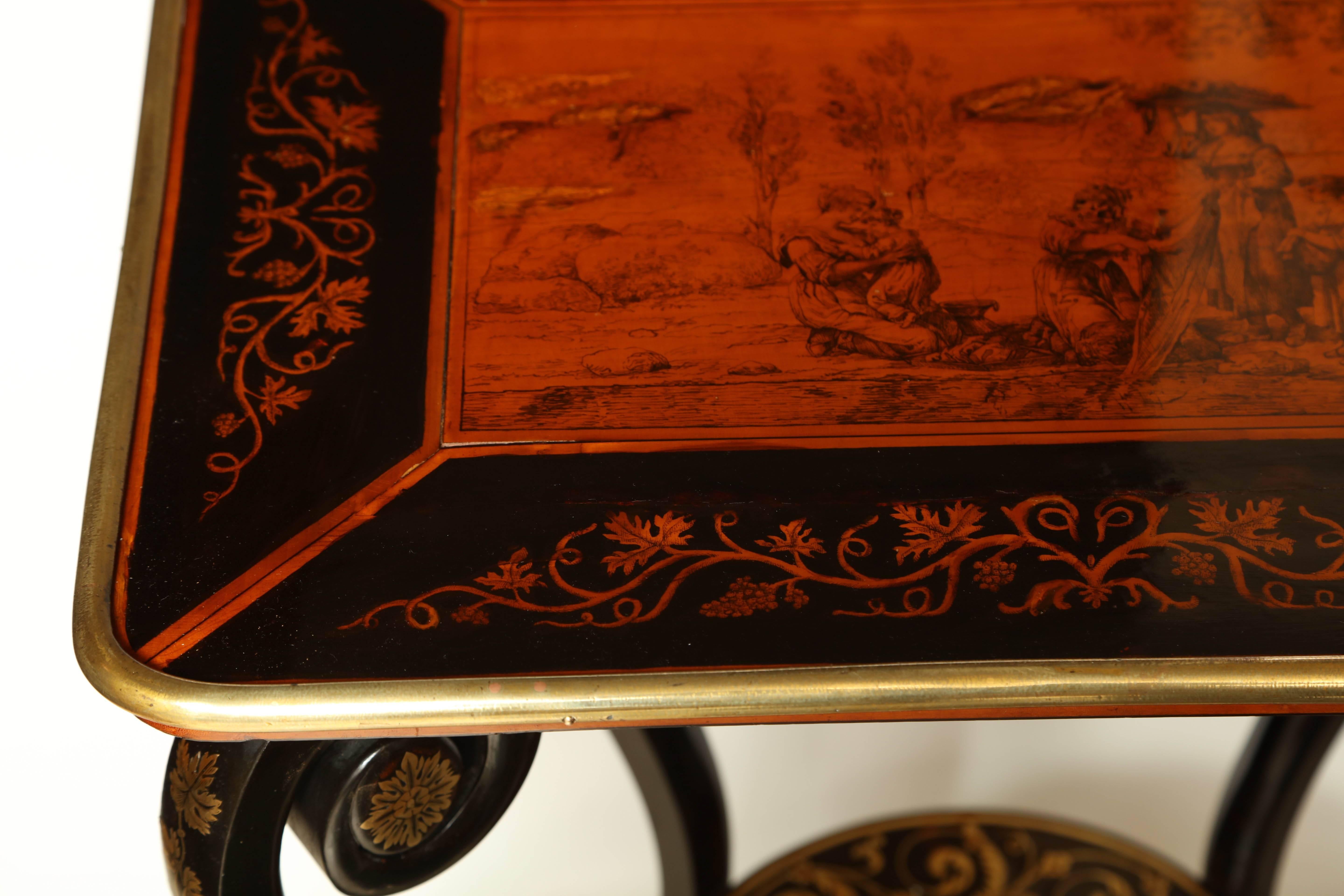 Fine and Rare Regency Penwork Side Table 5