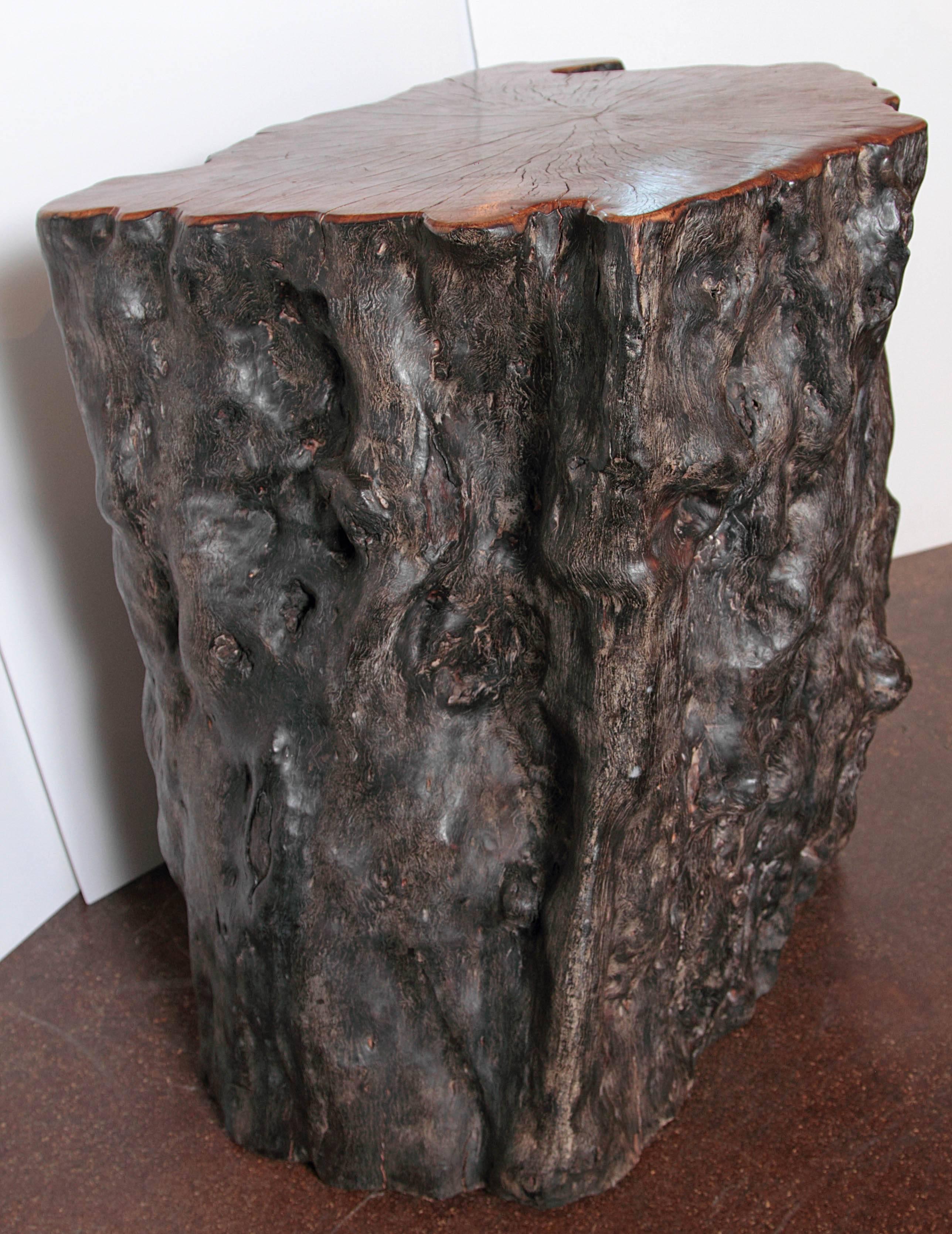 Organic lychee wood end table or table base.