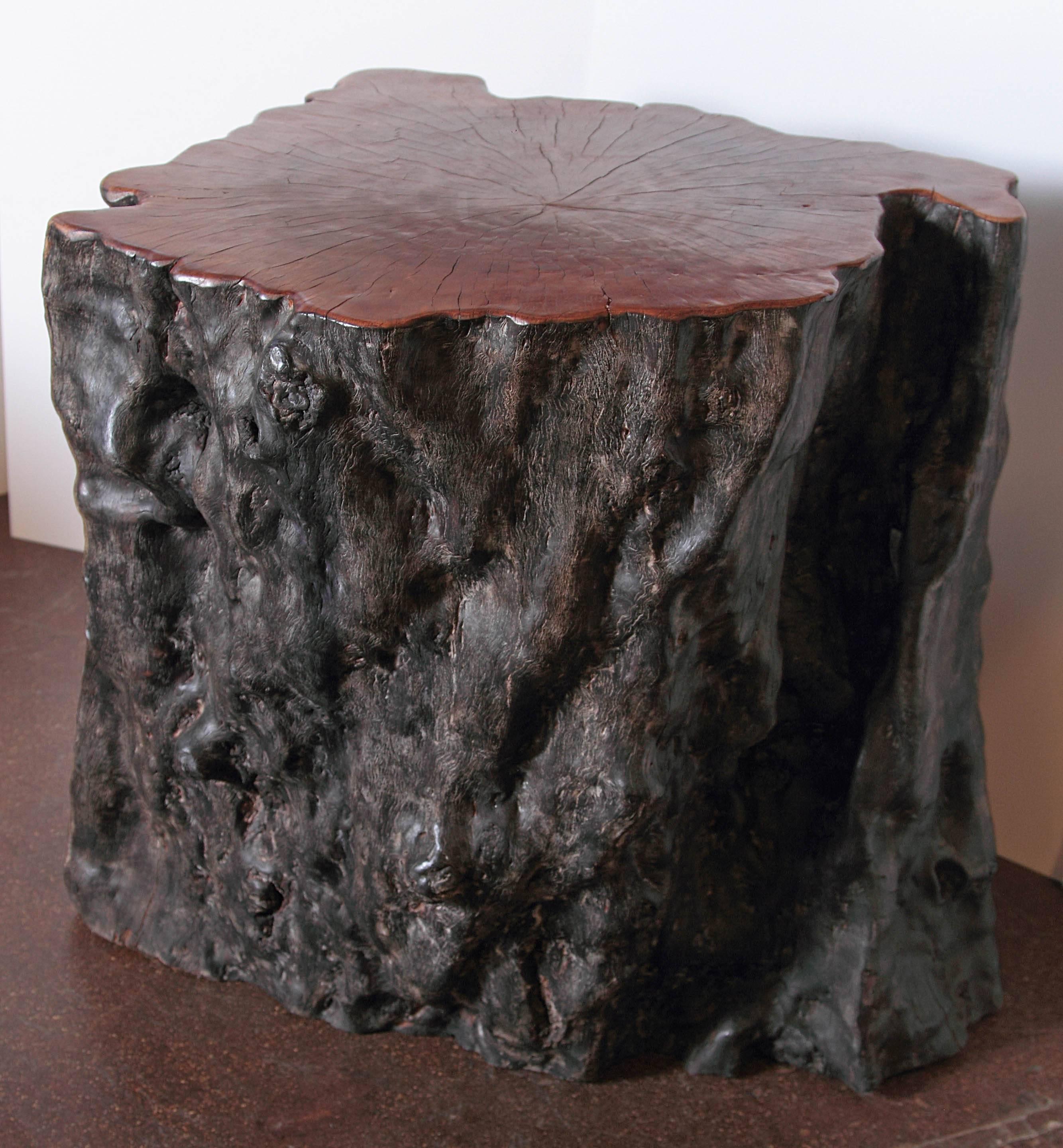 Polished Organic Lychee Wood End Table or Table Base