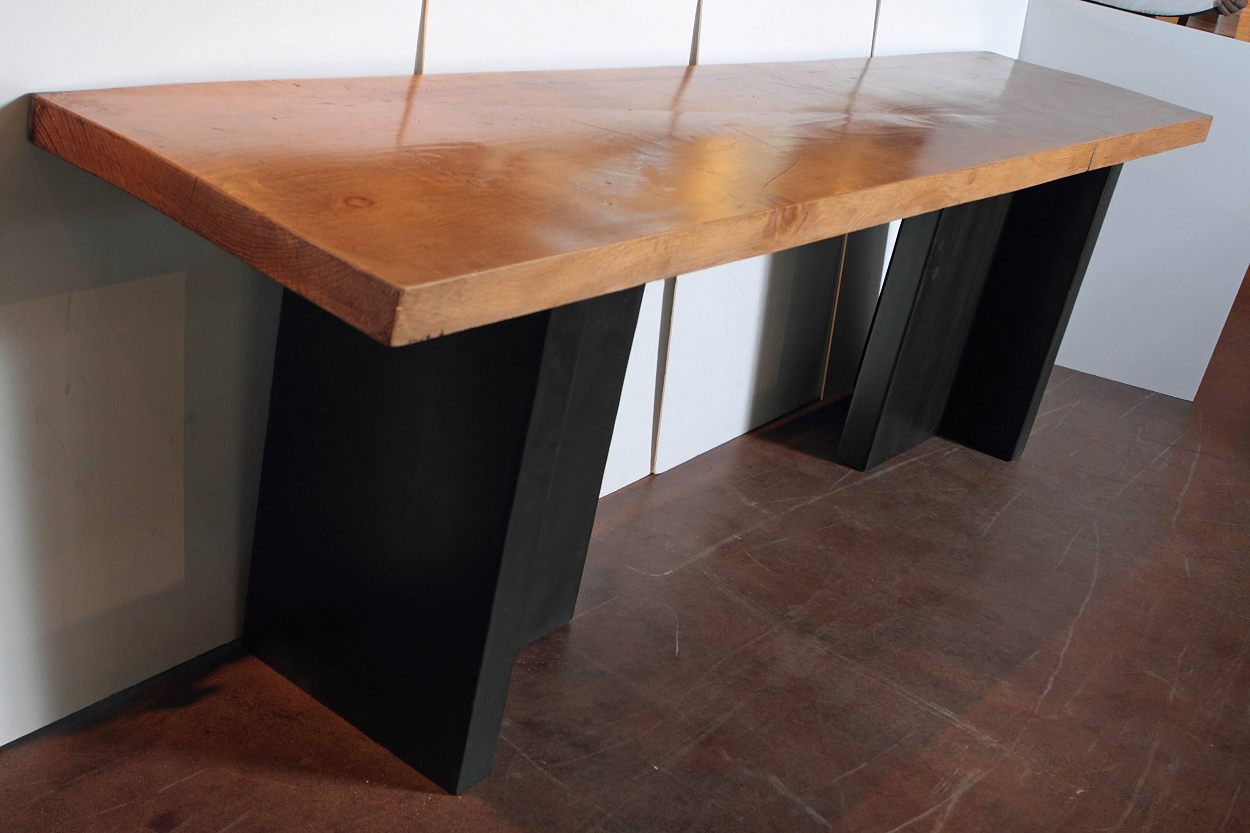 Contemporary Elm Slab Console Table  In Good Condition In Dallas, TX