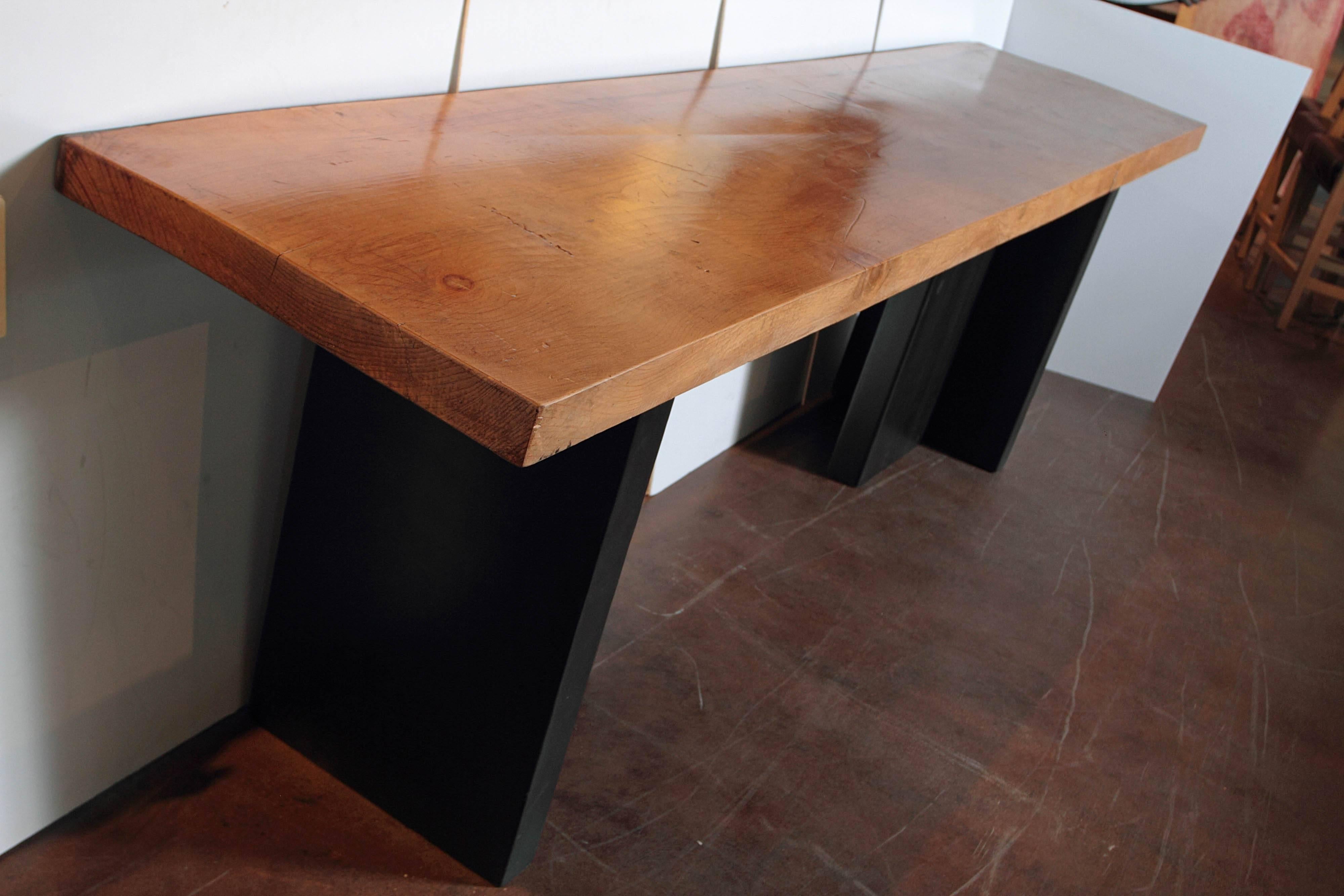 20th Century Contemporary Elm Slab Console Table 