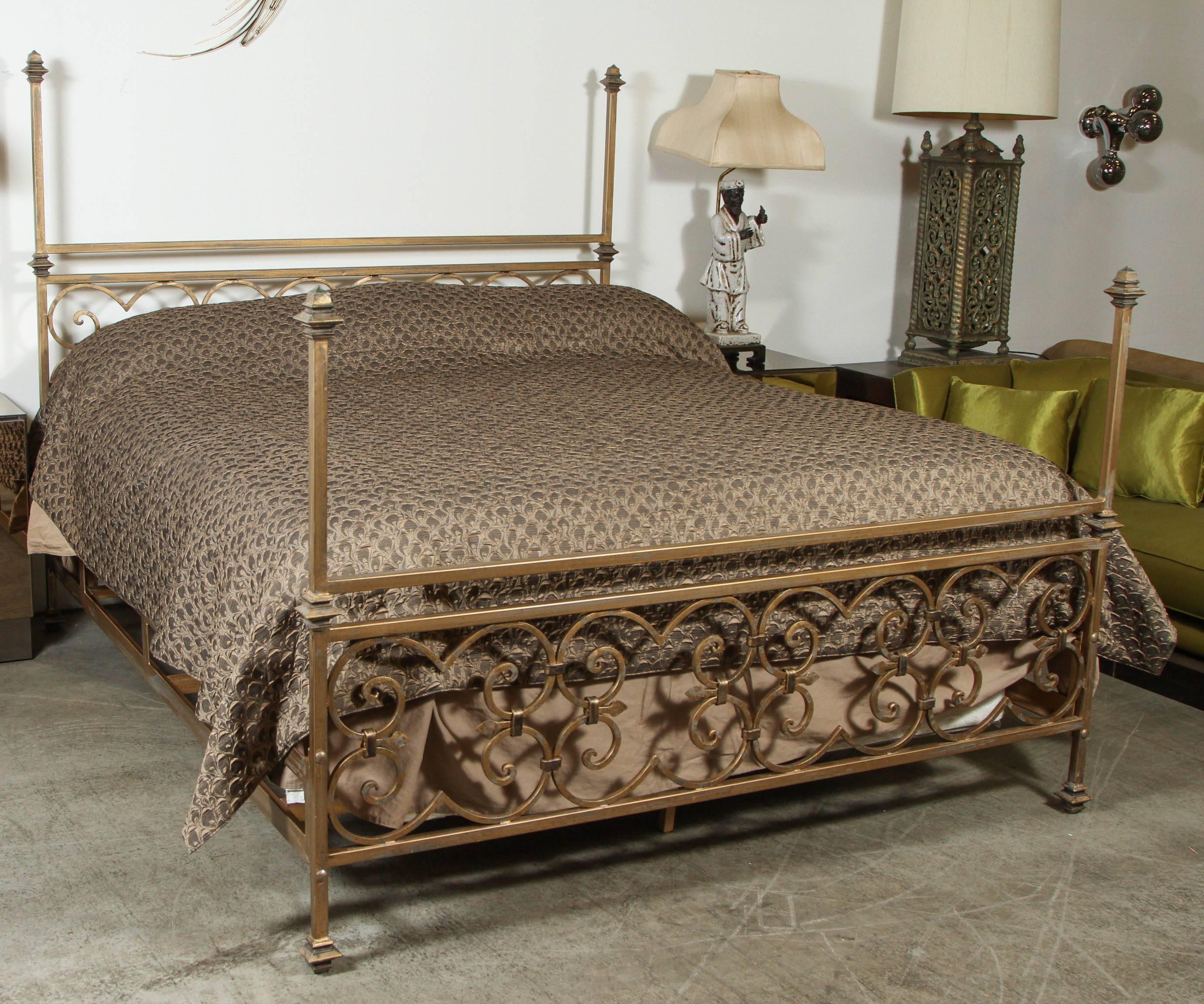 Steel Hollywood Regency Bed in the Style of Nancy Corzine