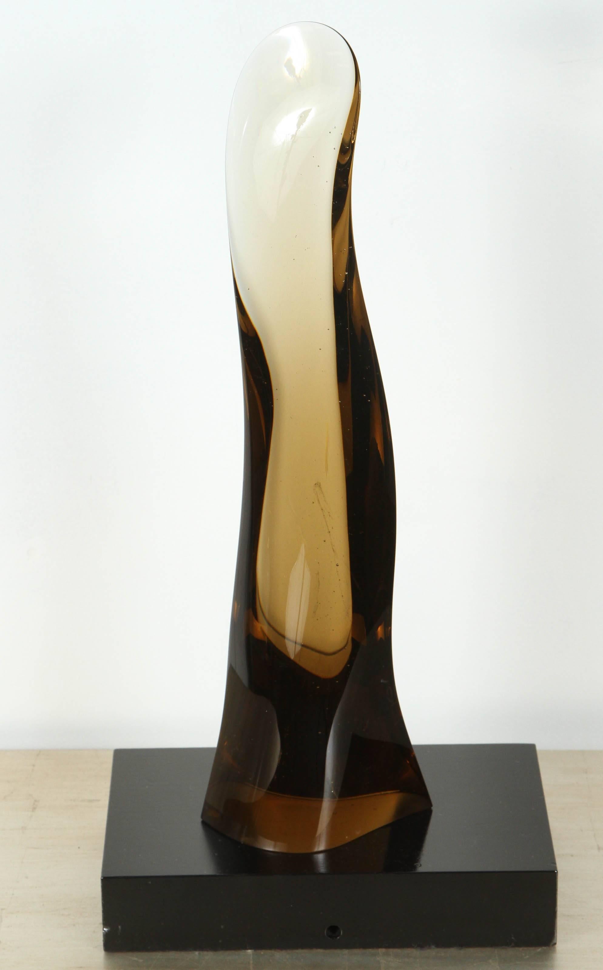 American Sleek 1970s Smoked Glass Sculpture For Sale