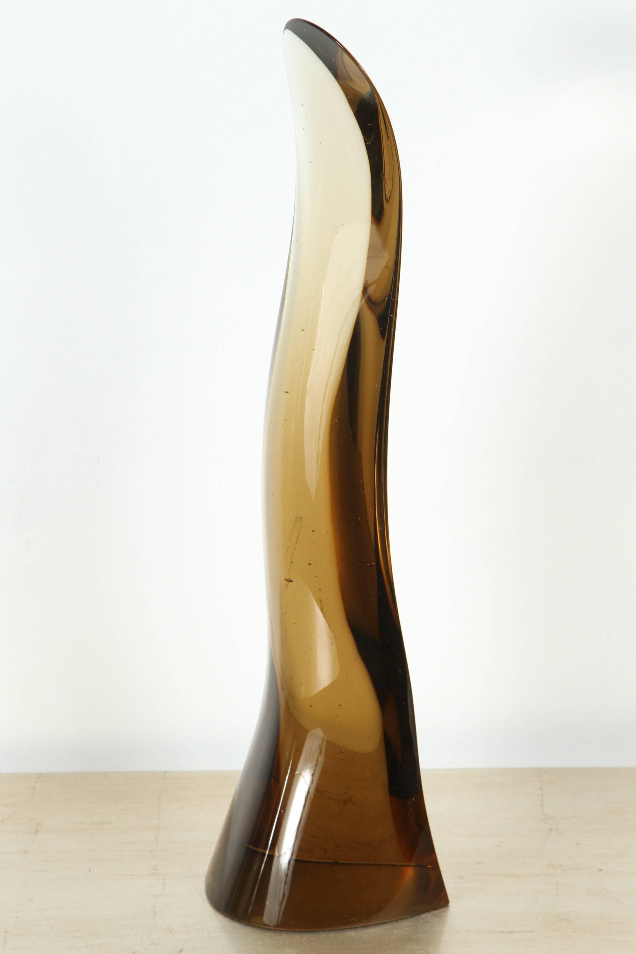 Late 20th Century Sleek 1970s Smoked Glass Sculpture For Sale