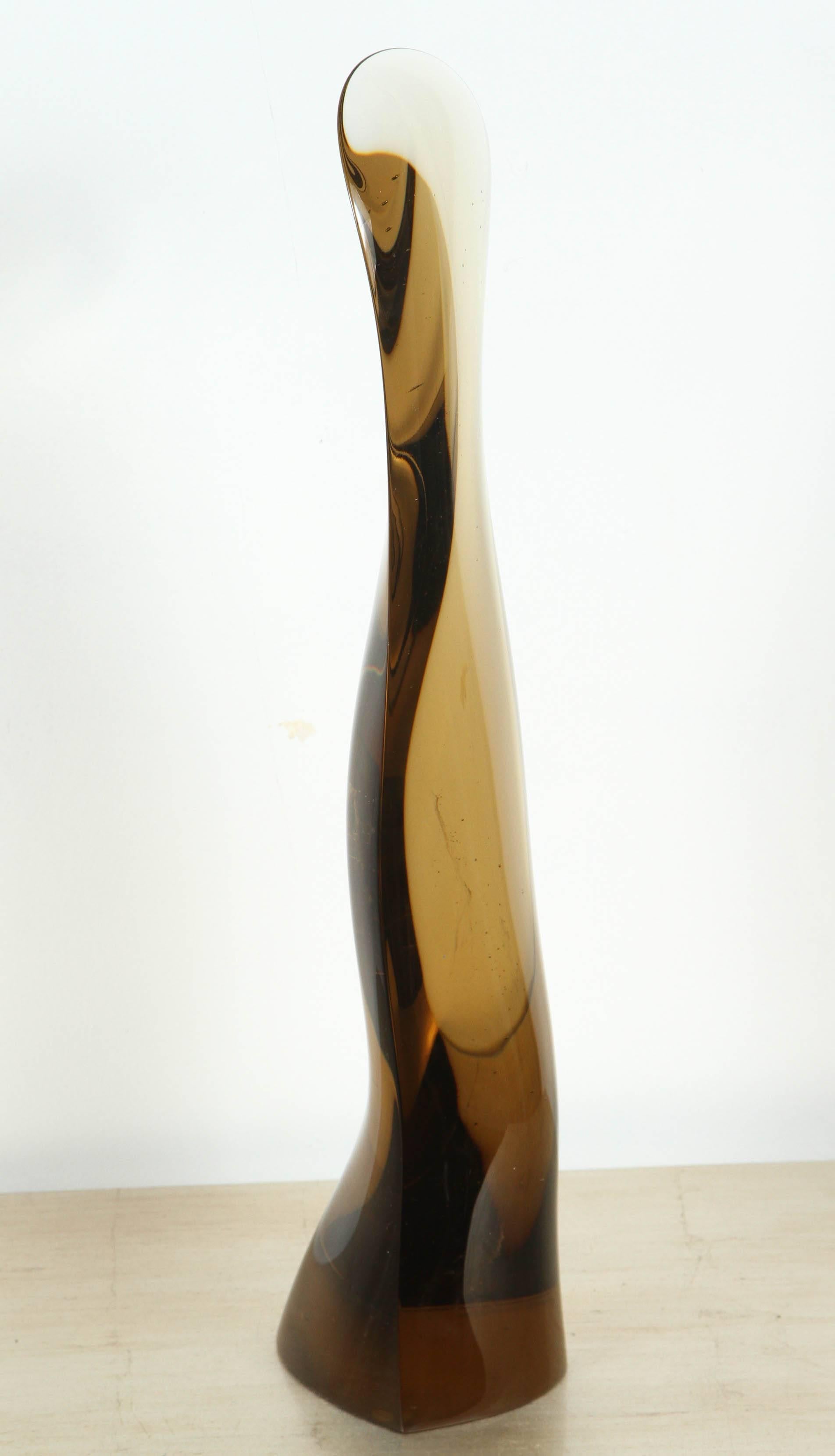Sleek 1970s Smoked Glass Sculpture For Sale 1