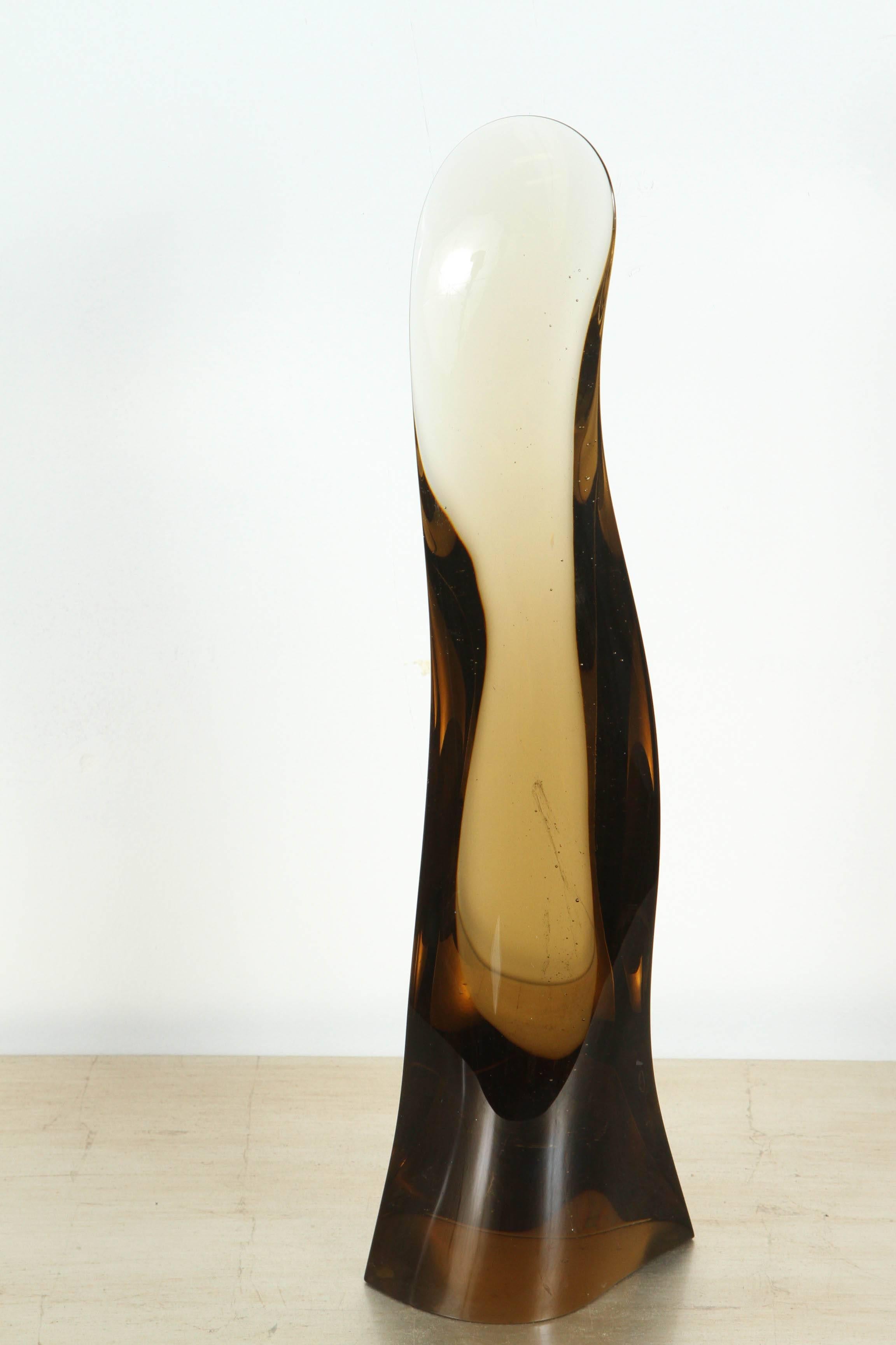 Sleek 1970s Smoked Glass Sculpture For Sale 2