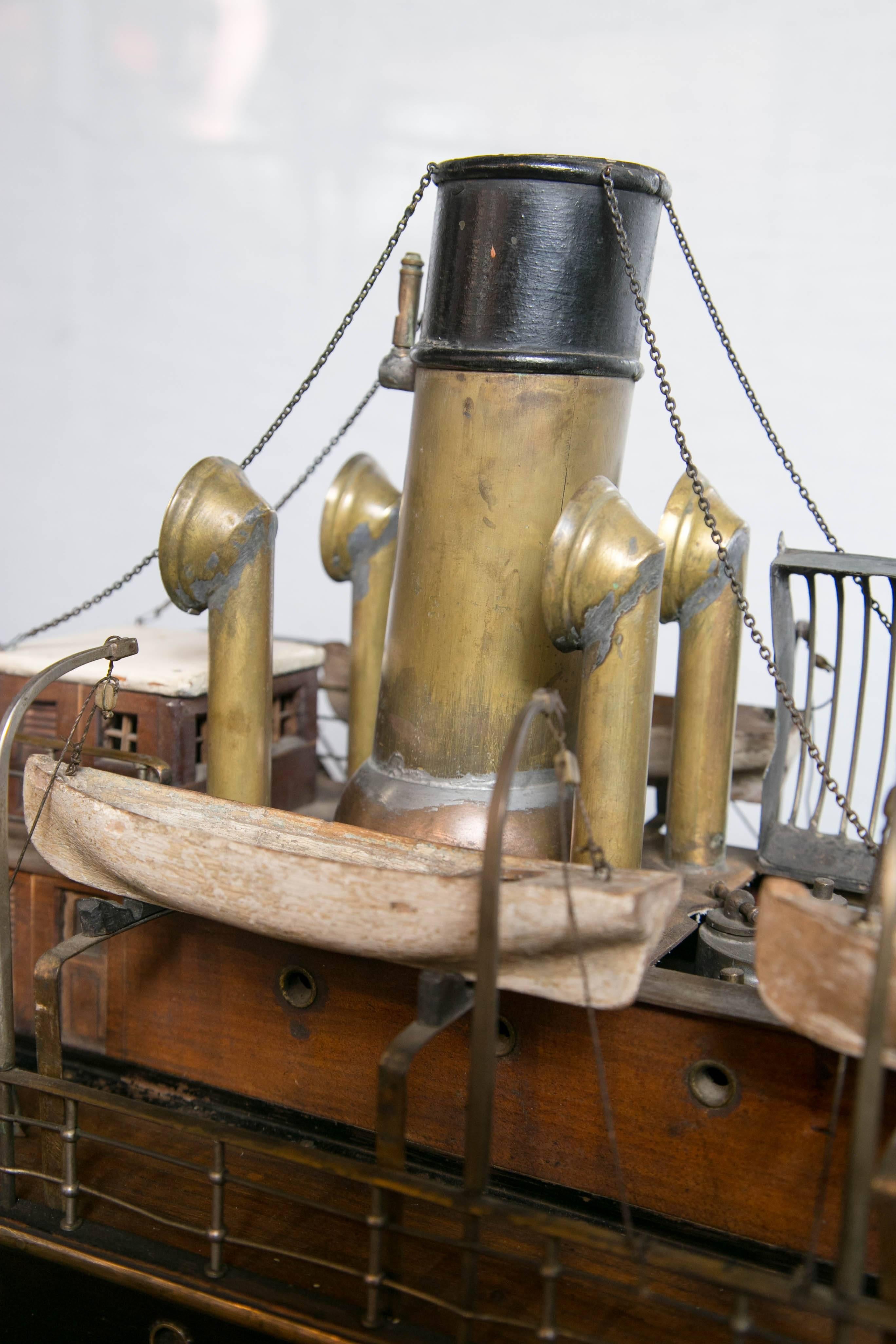Victorian Late 19th Century Working Steam Model of a Passenger Freighter