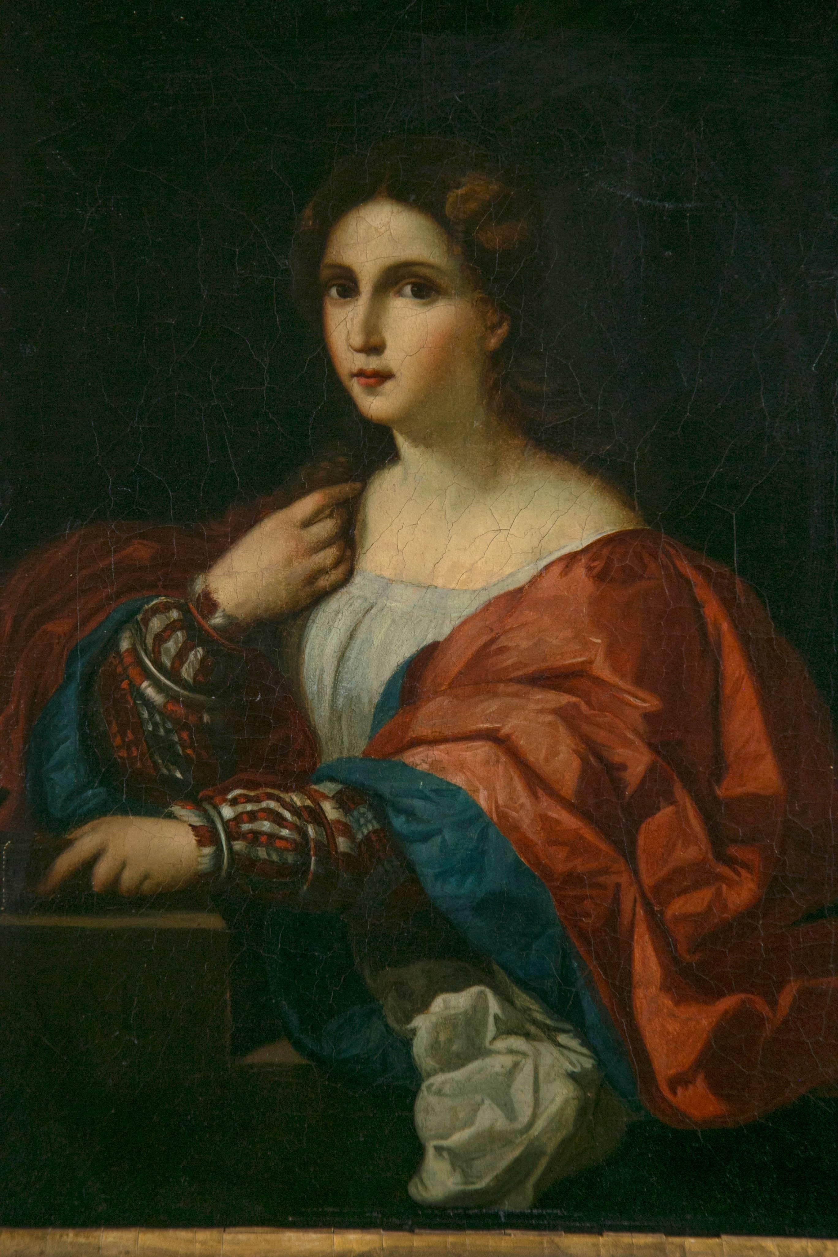 Renaissance Portrait of a Young Woman in a Gilt Frame For Sale