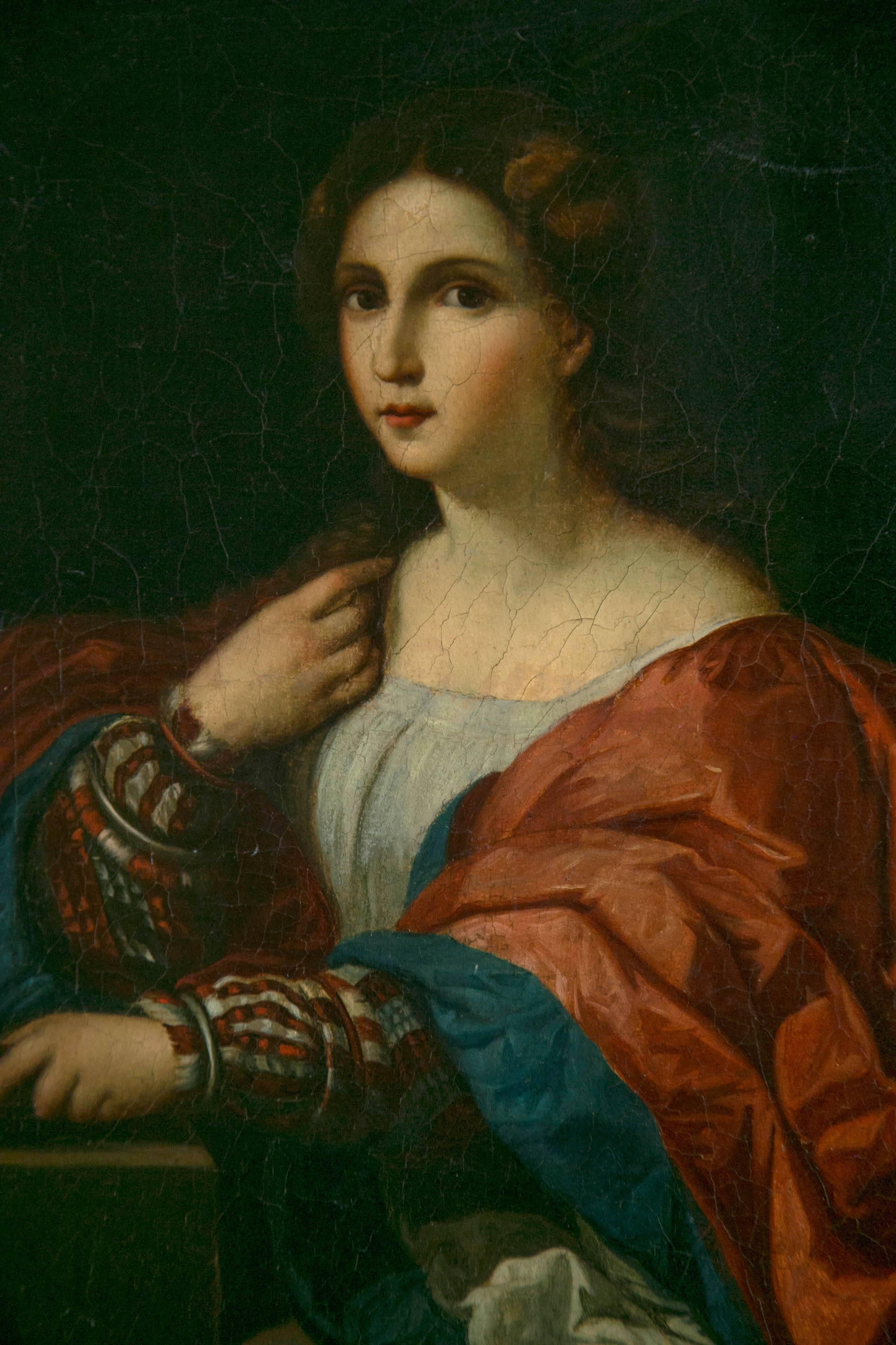 Portrait of a Young Woman in a Gilt Frame In Excellent Condition For Sale In Woodbury, CT