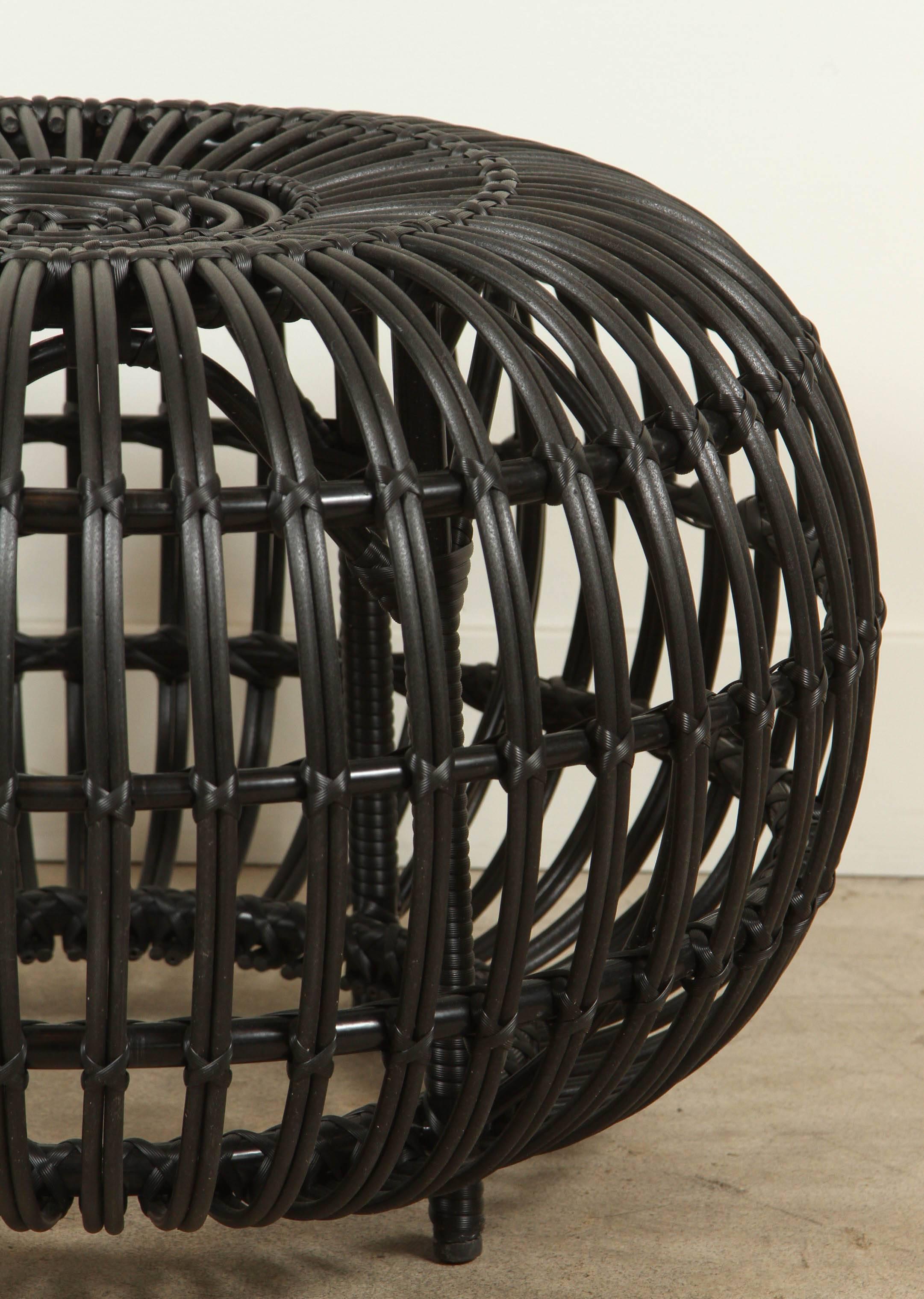 black rattan ottoman