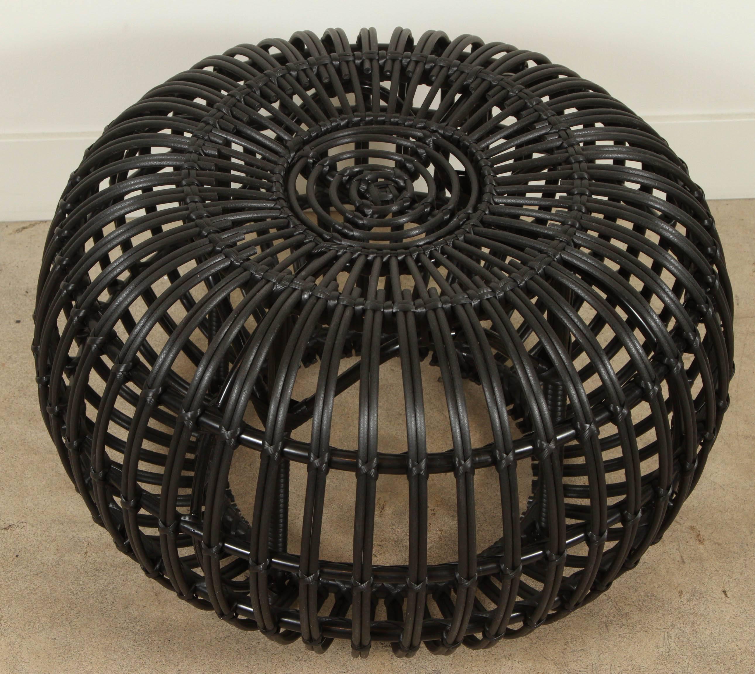 black wicker ottoman