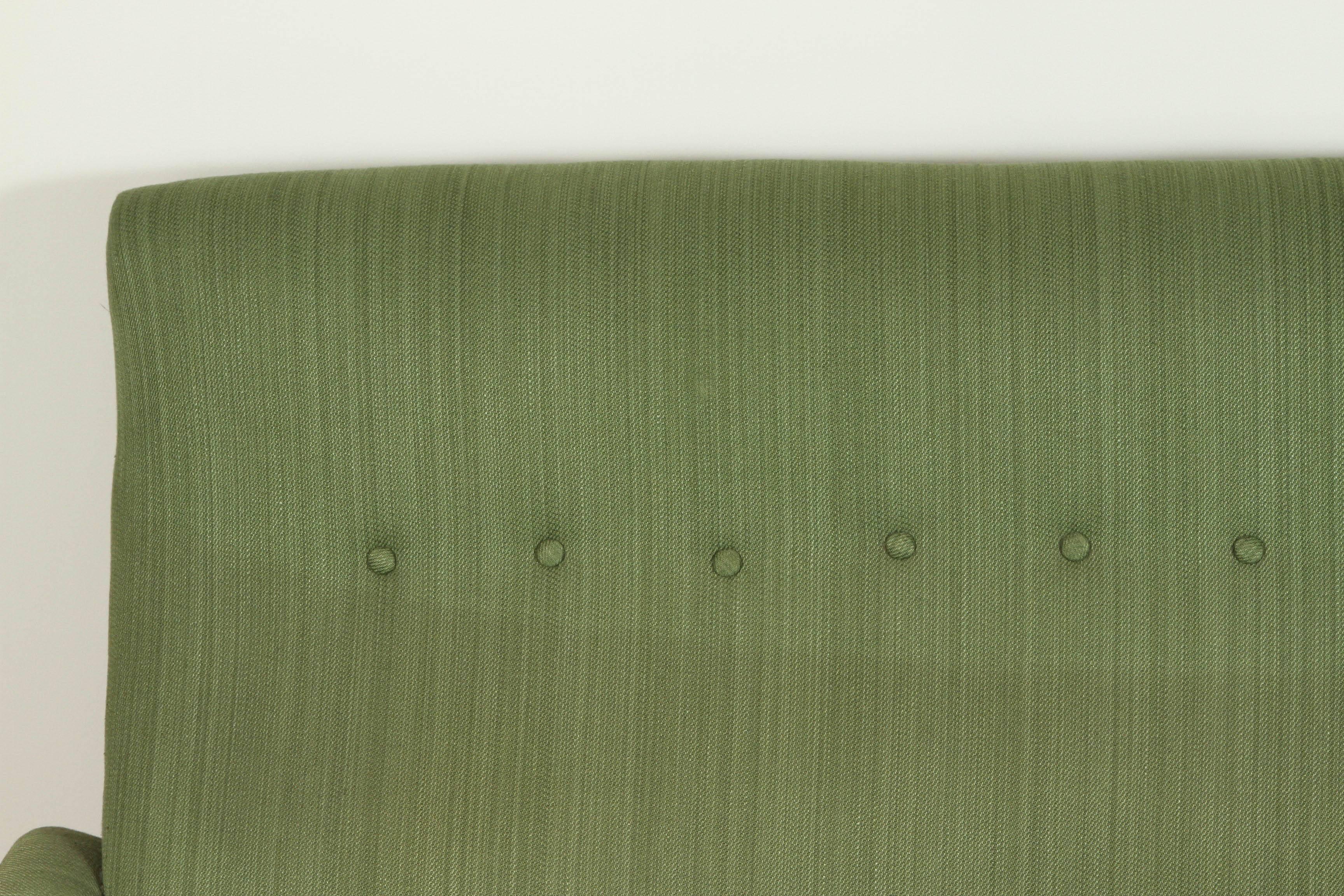 Mid-20th Century Italian Green Settee with Brass Details