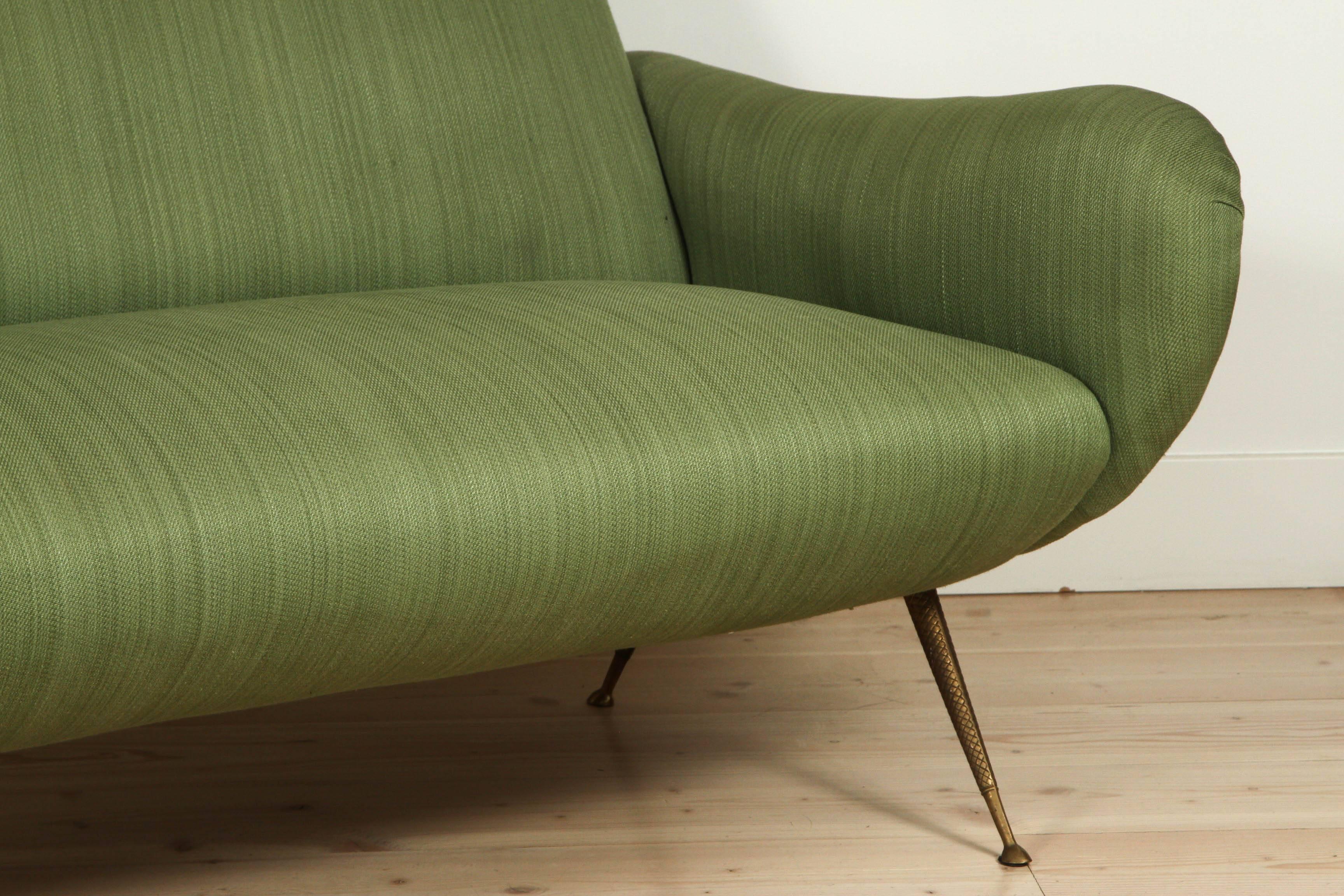 Italian Green Settee with Brass Details 2