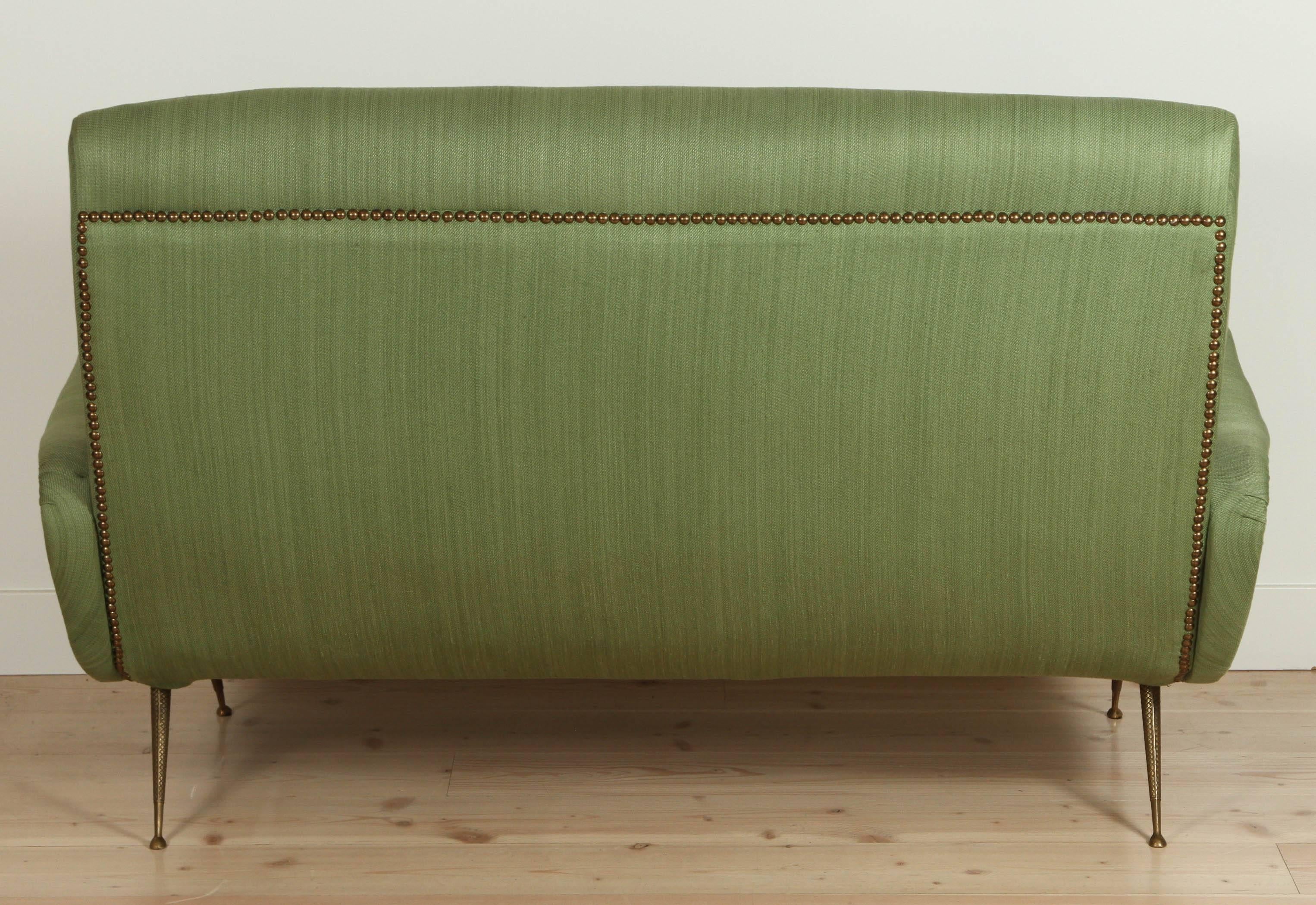 Italian Green Settee with Brass Details 4