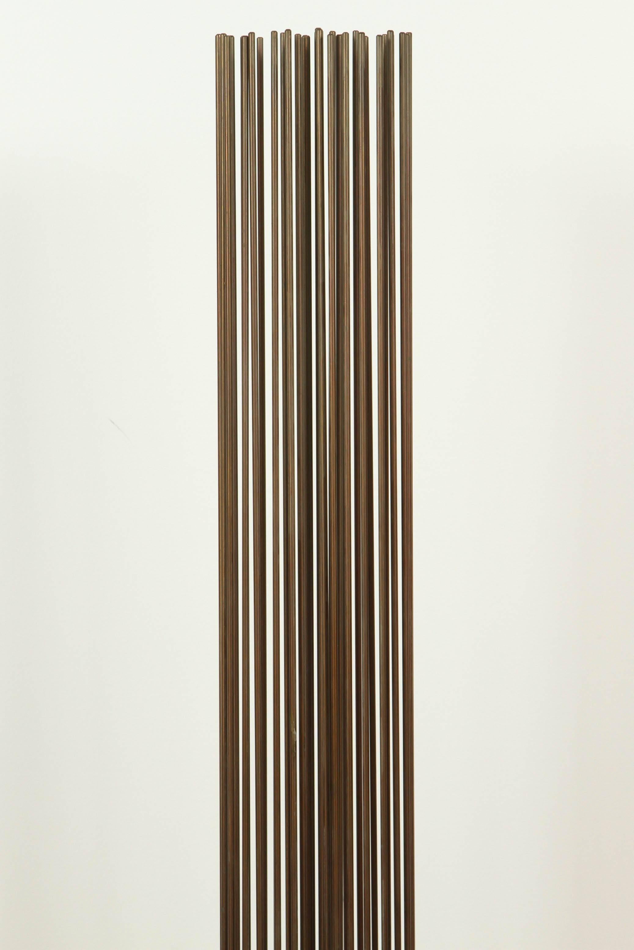Vertical bronze sculpture with sonambient style flexible rods. Impressed B-1038 to base. From a Manhattan, NY estate. Dimensions: 6