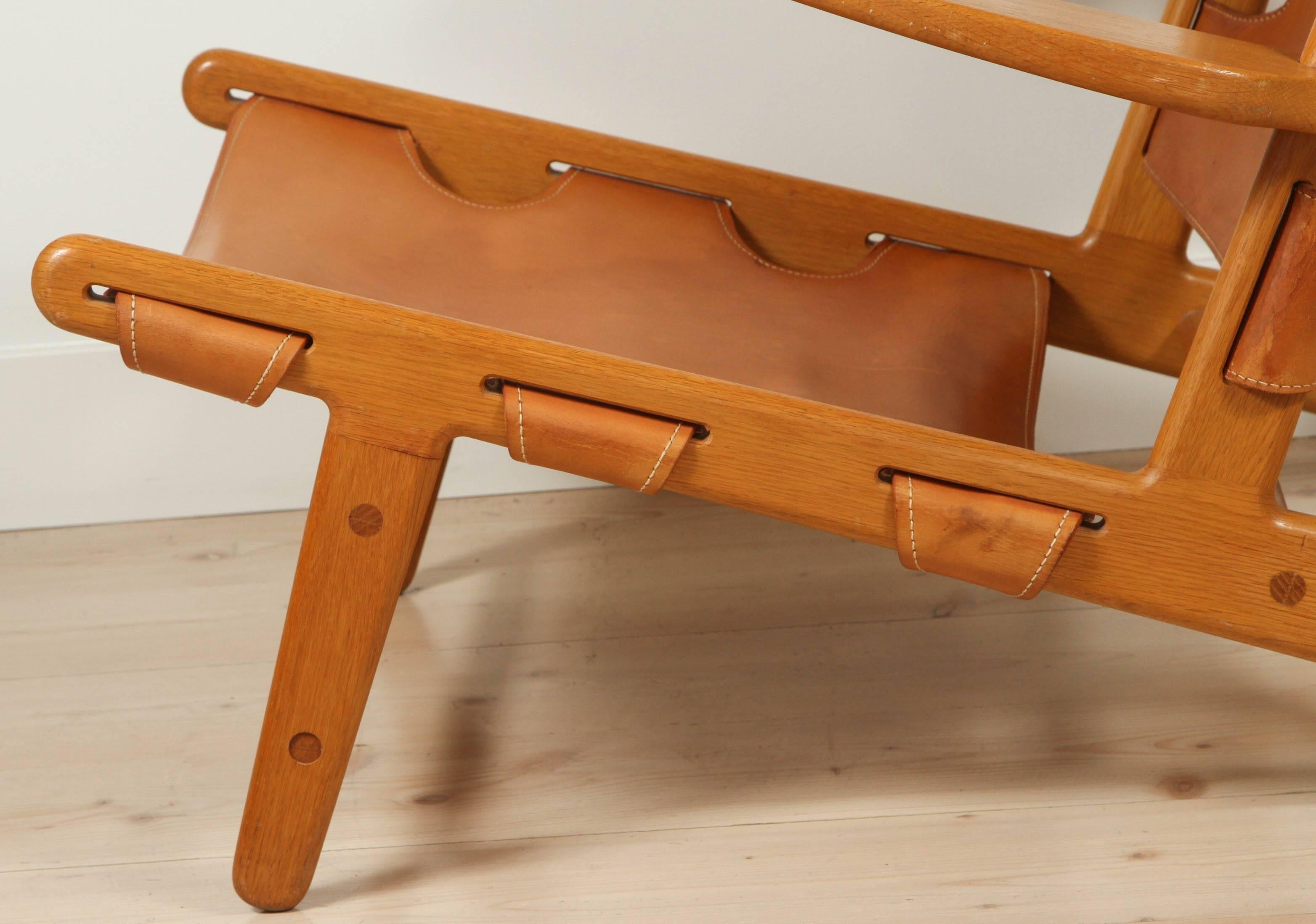Pair of Leather Hunting Chairs by Børge Mogensen 1