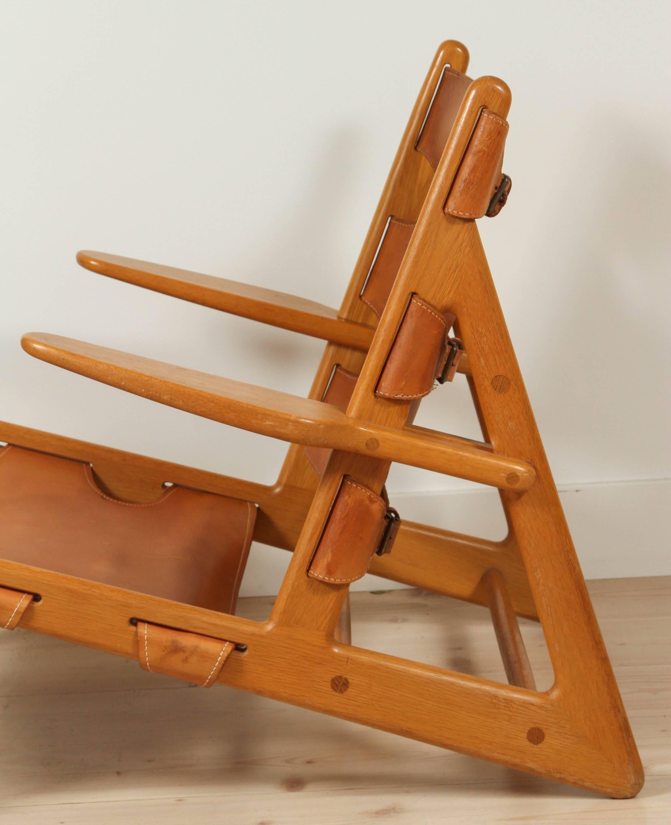 Pair of Leather Hunting Chairs by Børge Mogensen 2