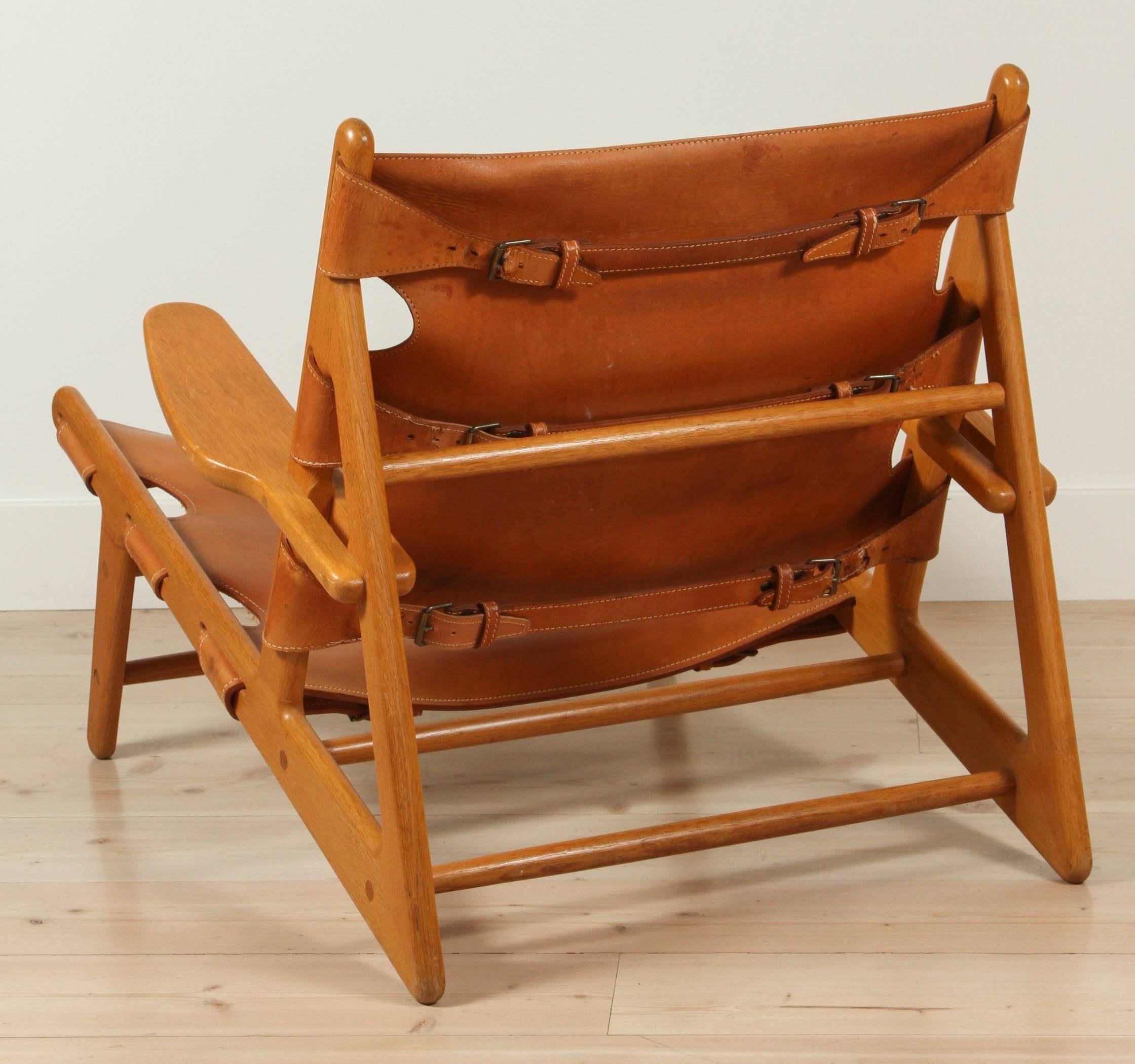 Pair of Leather Hunting Chairs by Børge Mogensen 3