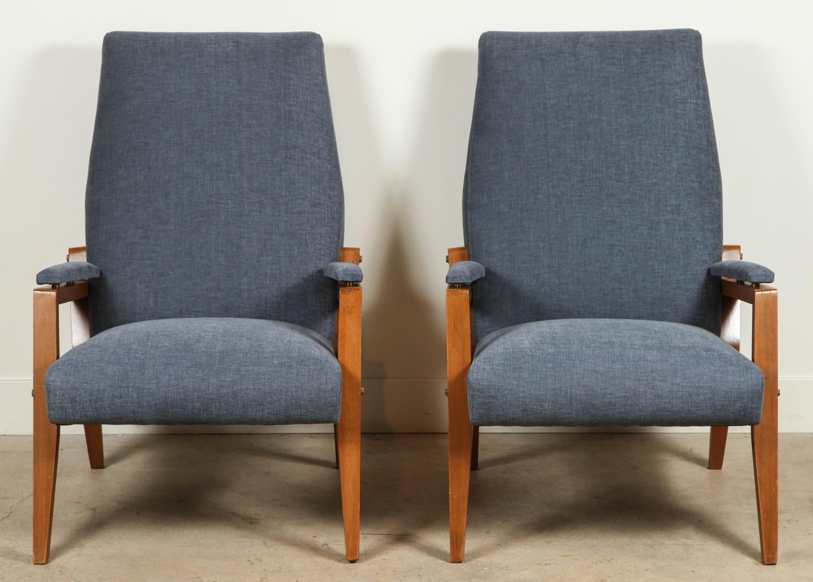Pair of sculptural Italian fruitwood armchairs.