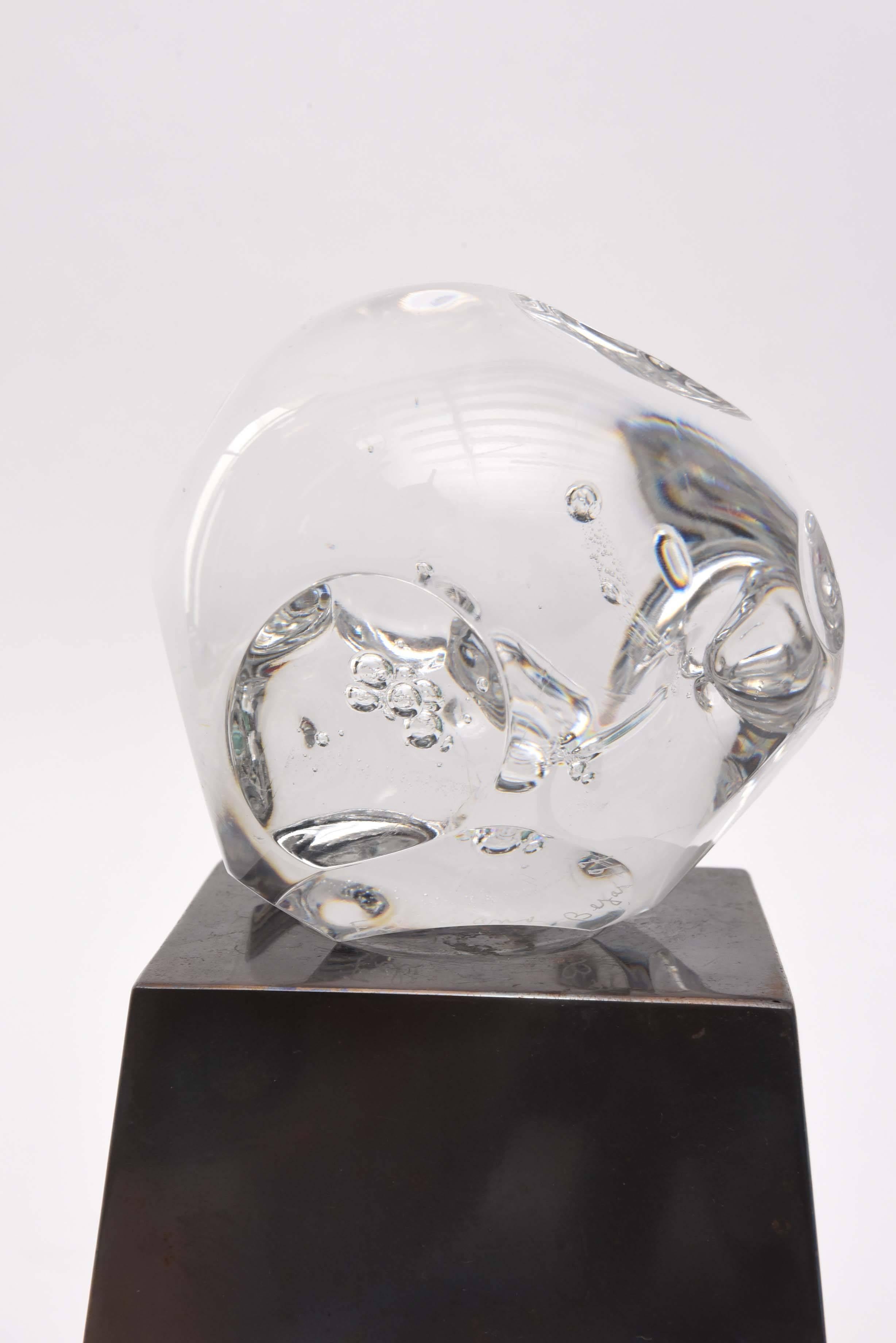 Late 20th Century Feliciano Bejar Glass Sculpture For Sale