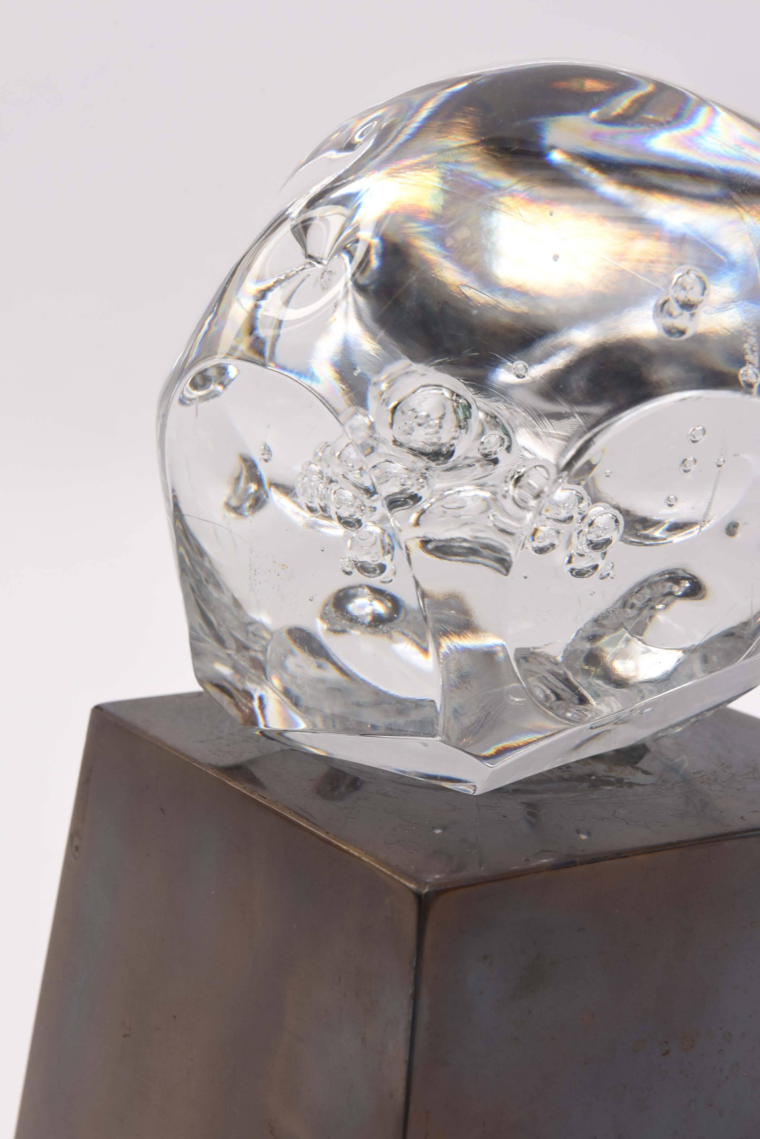 Metal Feliciano Bejar Glass Sculpture For Sale