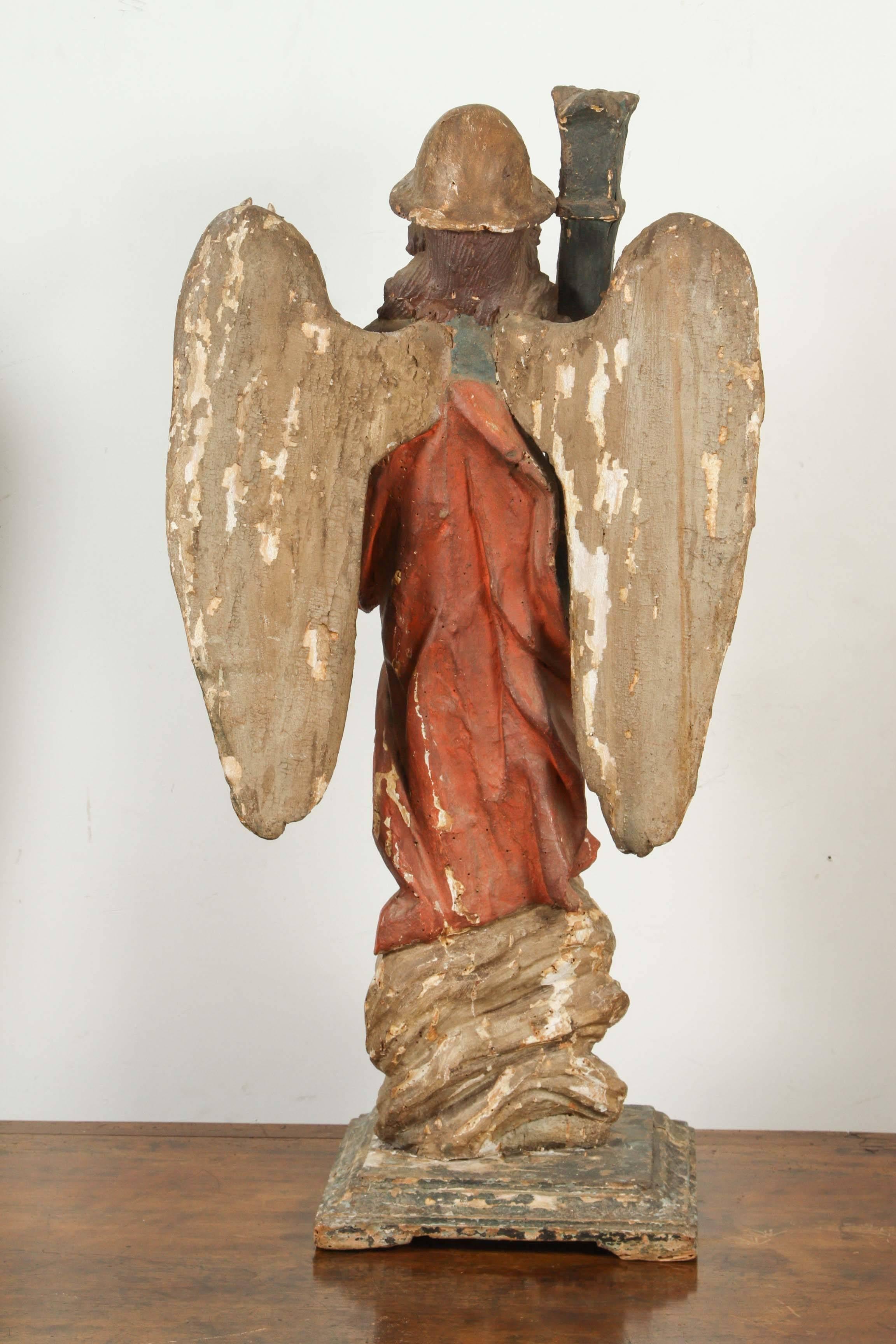 Carved Rare, Large, 18th Century Angel Candlesticks For Sale