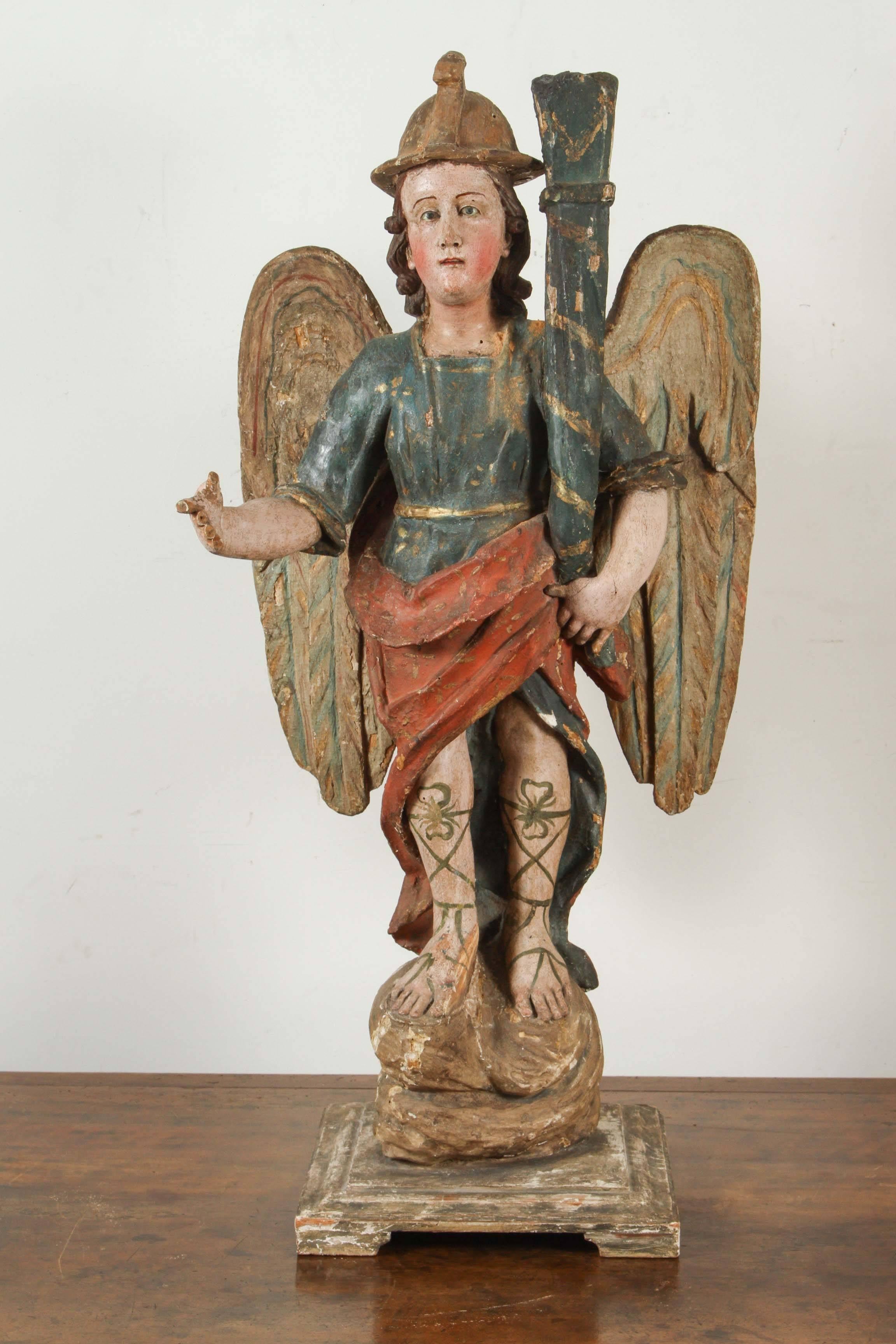 Rare, Large, 18th Century Angel Candlesticks In Good Condition For Sale In Newport Beach, CA