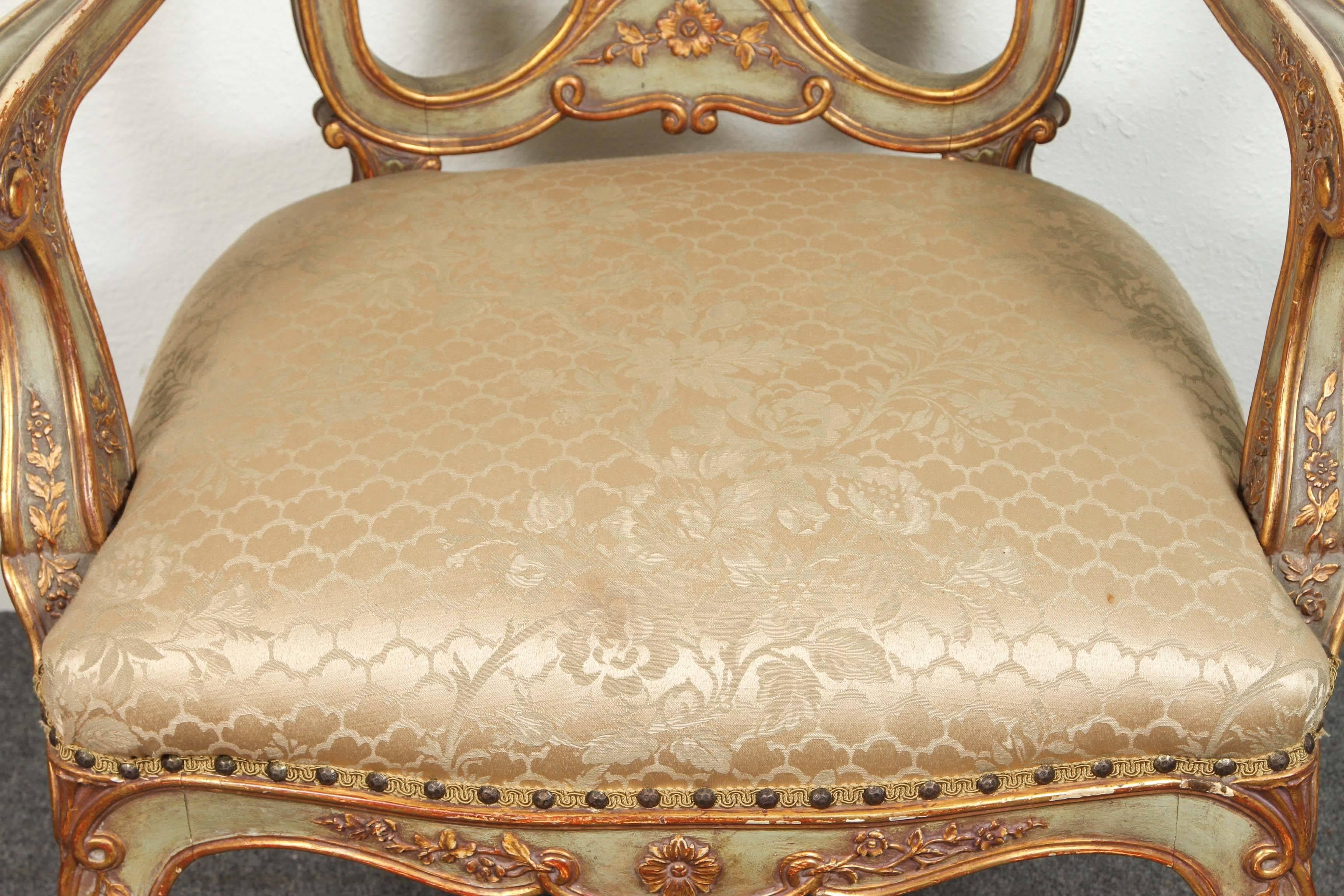 Carved Pair of Gilded, Venetian Armchairs