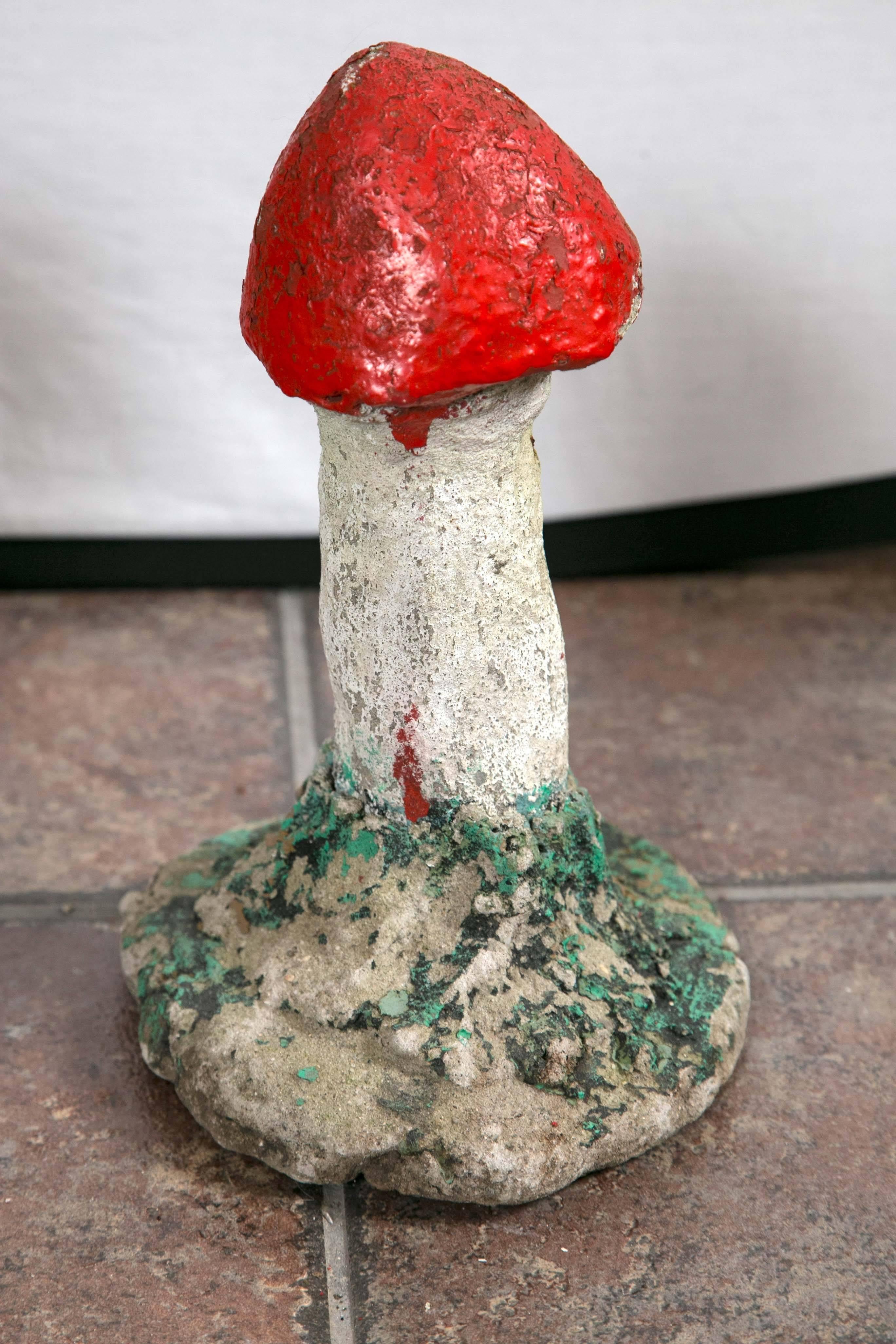 Adorable Painted Cast Mushrooms In Good Condition For Sale In Mt. Kisco, NY