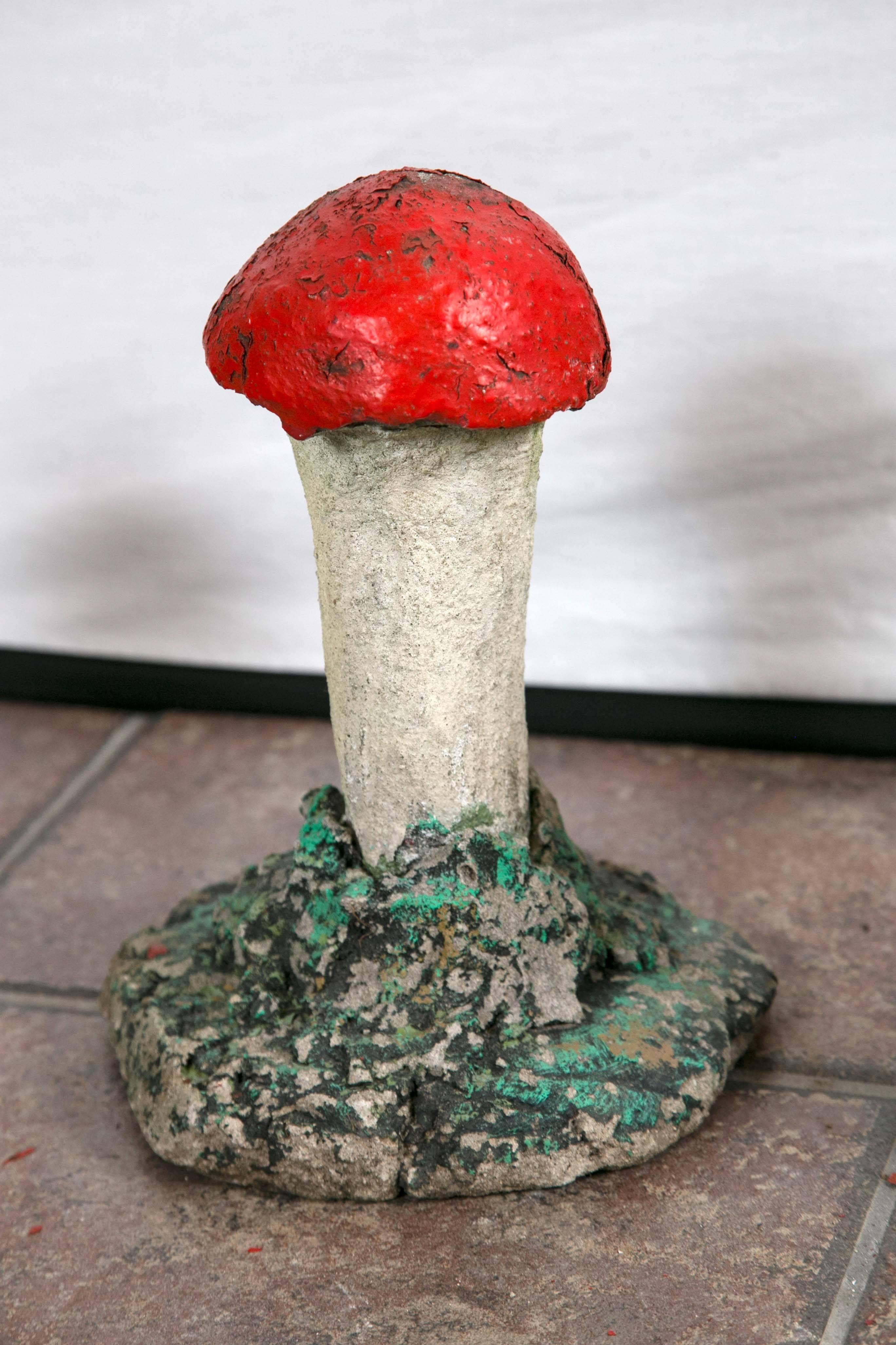 Cement Adorable Painted Cast Mushrooms For Sale