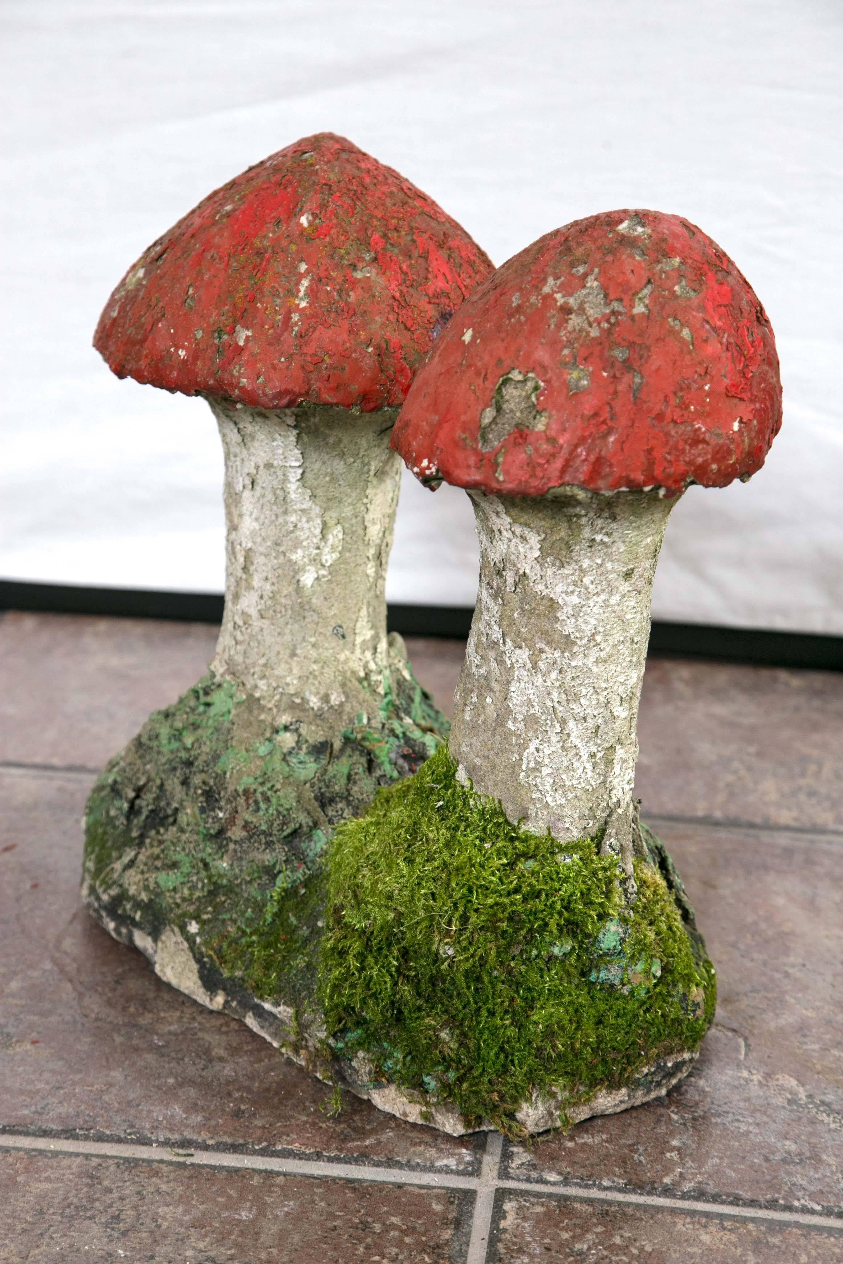 Adorable Painted Cast Mushrooms In Good Condition For Sale In Mt. Kisco, NY