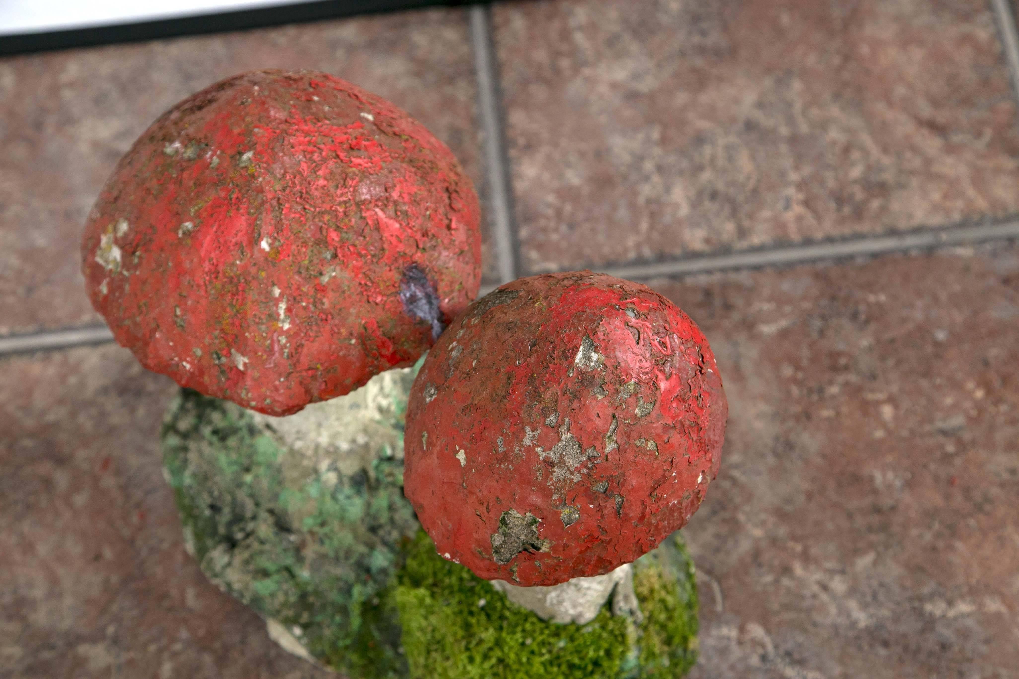20th Century Adorable Painted Cast Mushrooms For Sale