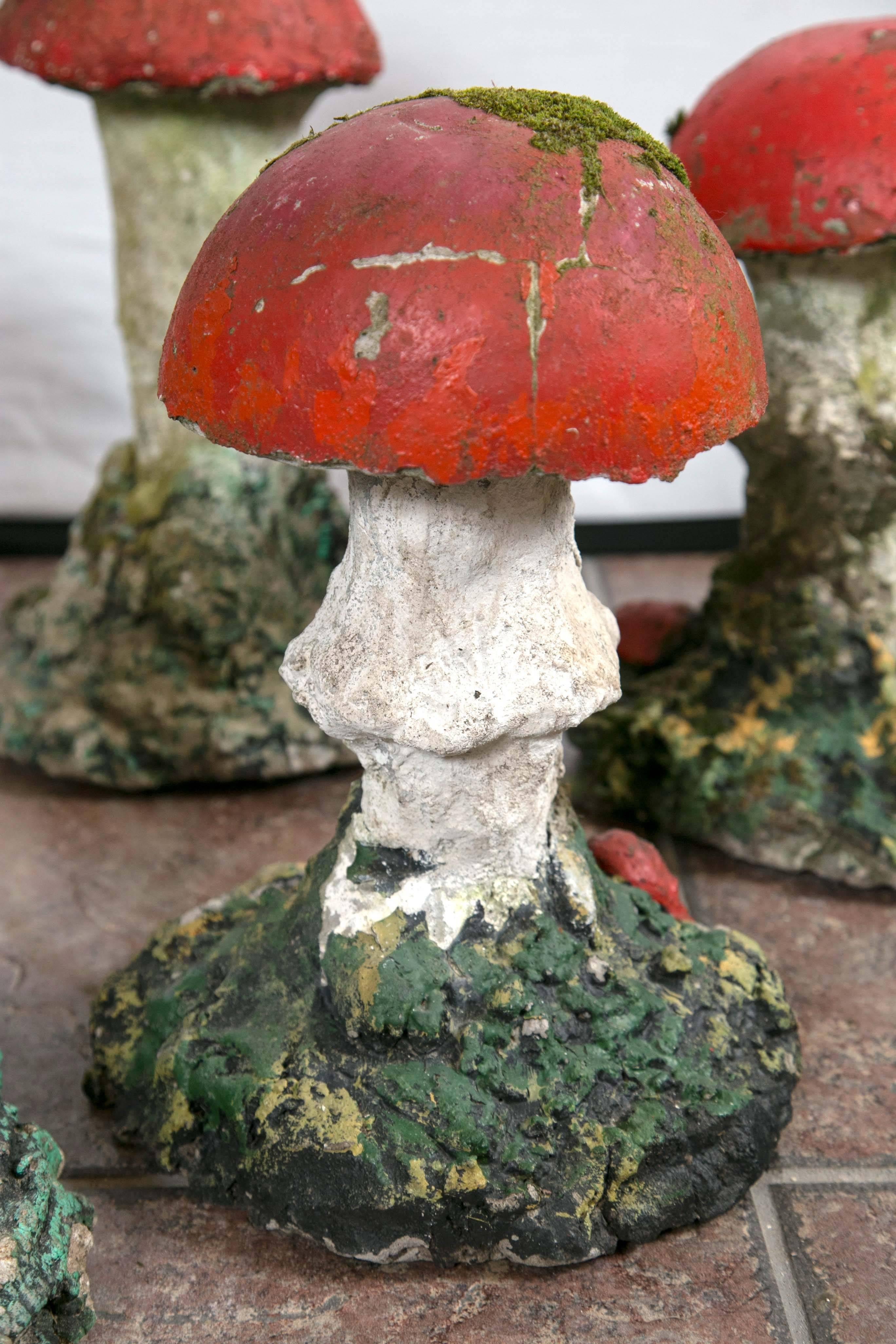 Adorable Painted Cast Mushrooms In Good Condition For Sale In Mt. Kisco, NY