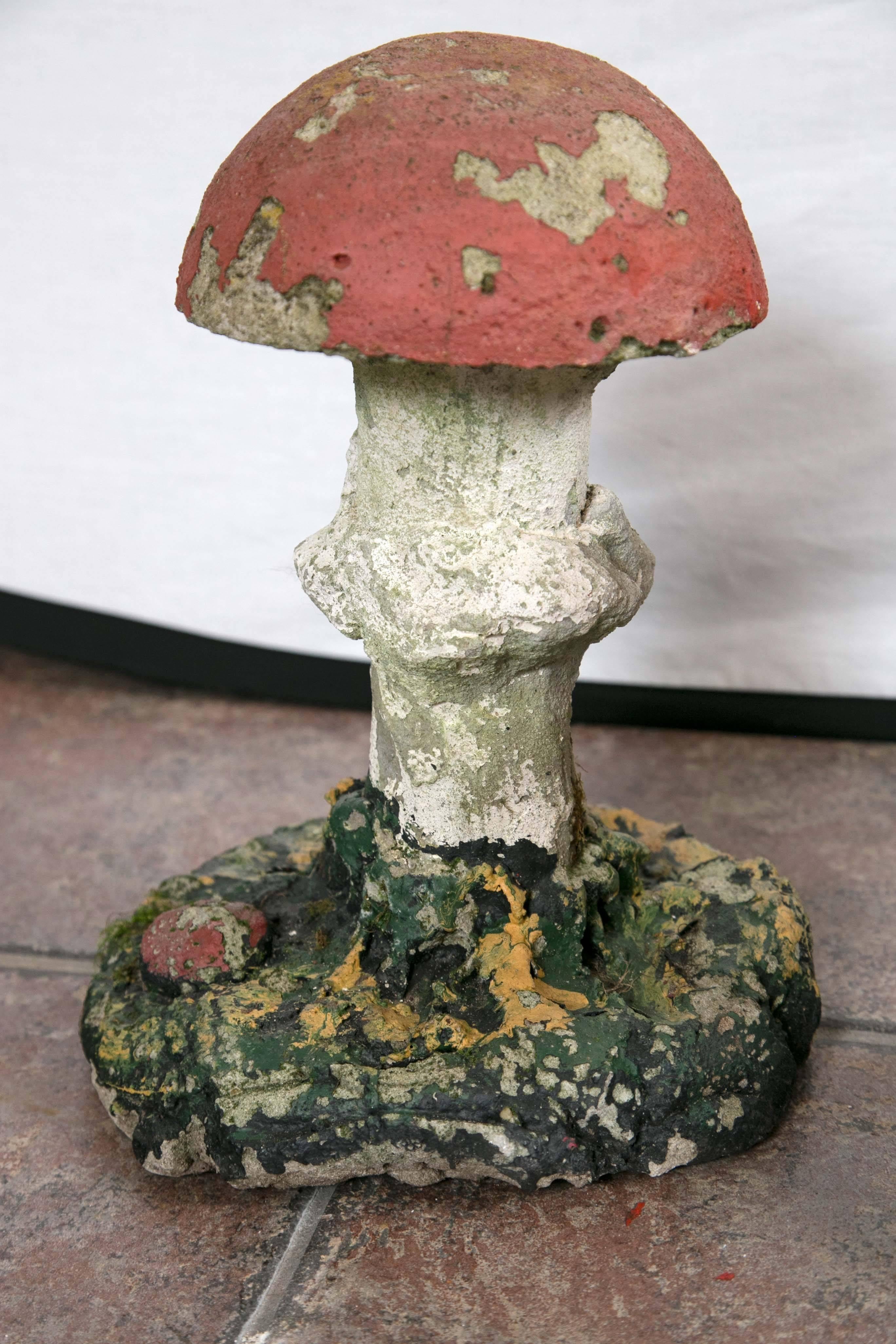 Early 20th Century Adorable Painted Cast Mushrooms For Sale