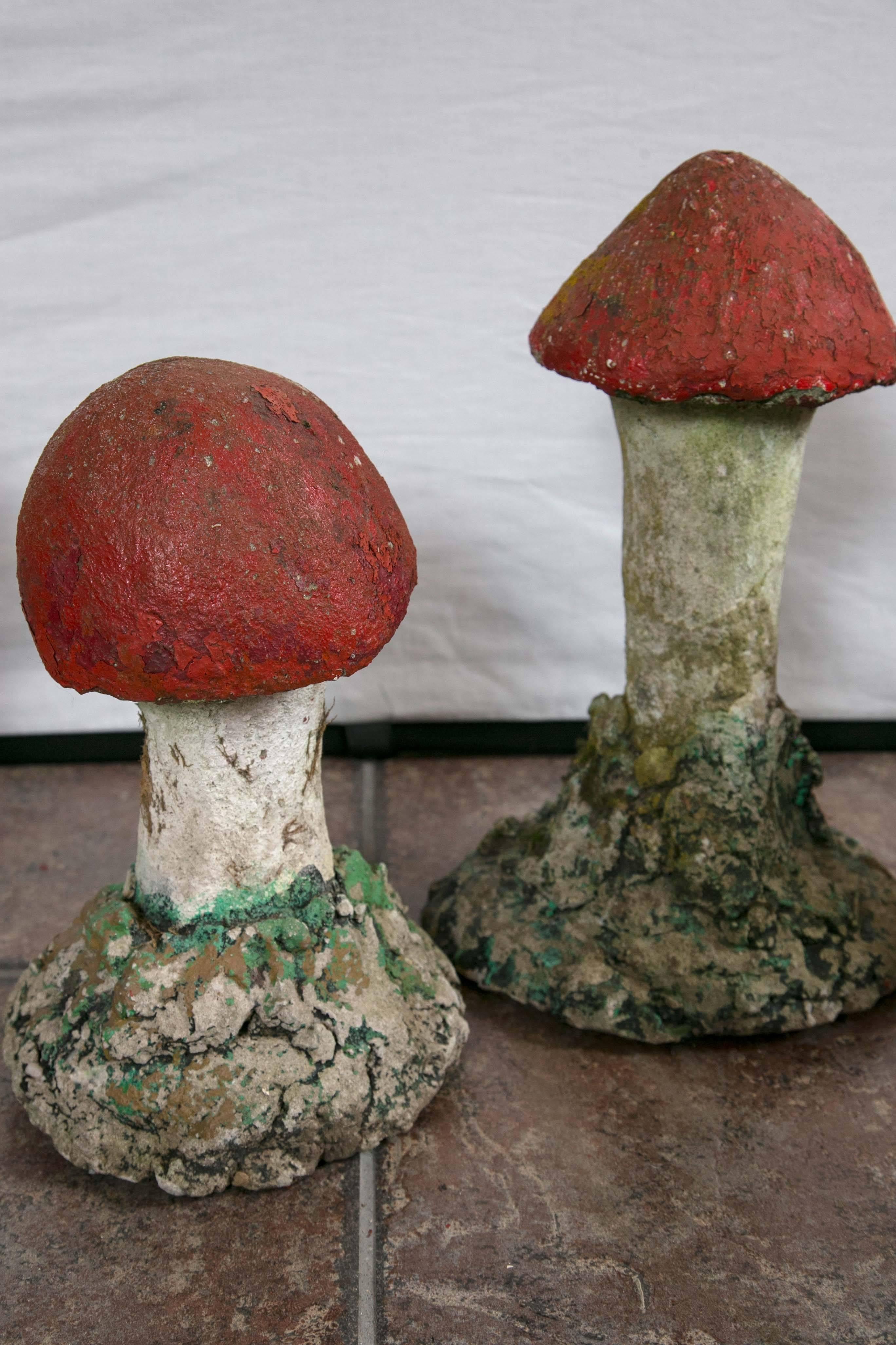 Cement Adorable Painted Cast Mushrooms For Sale