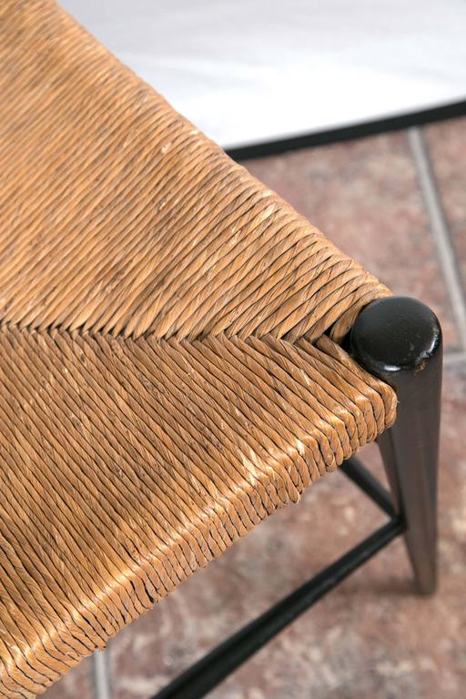 Set of Four Black Lacquer and Rattan Chairs For Sale at 1stdibs