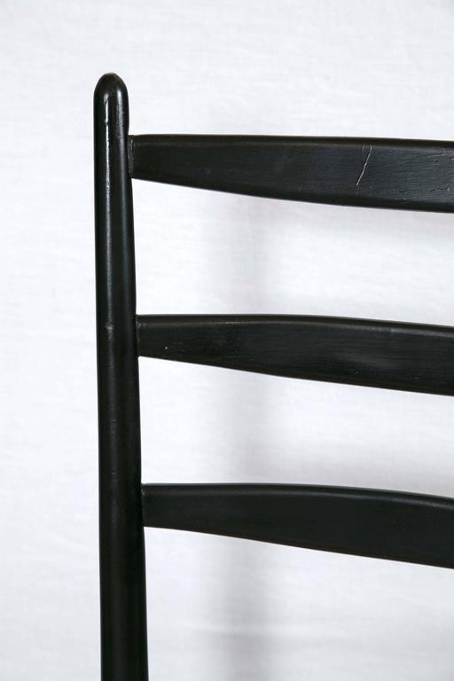 Set of Four Black Lacquer and Rattan Chairs For Sale at 1stDibs